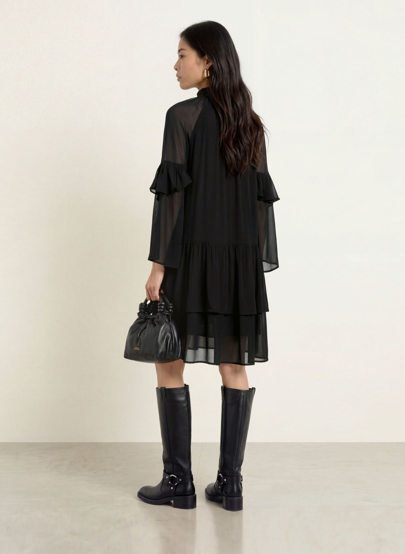 MOS MOSH Rochie MMROYA cu volane: NEGRU