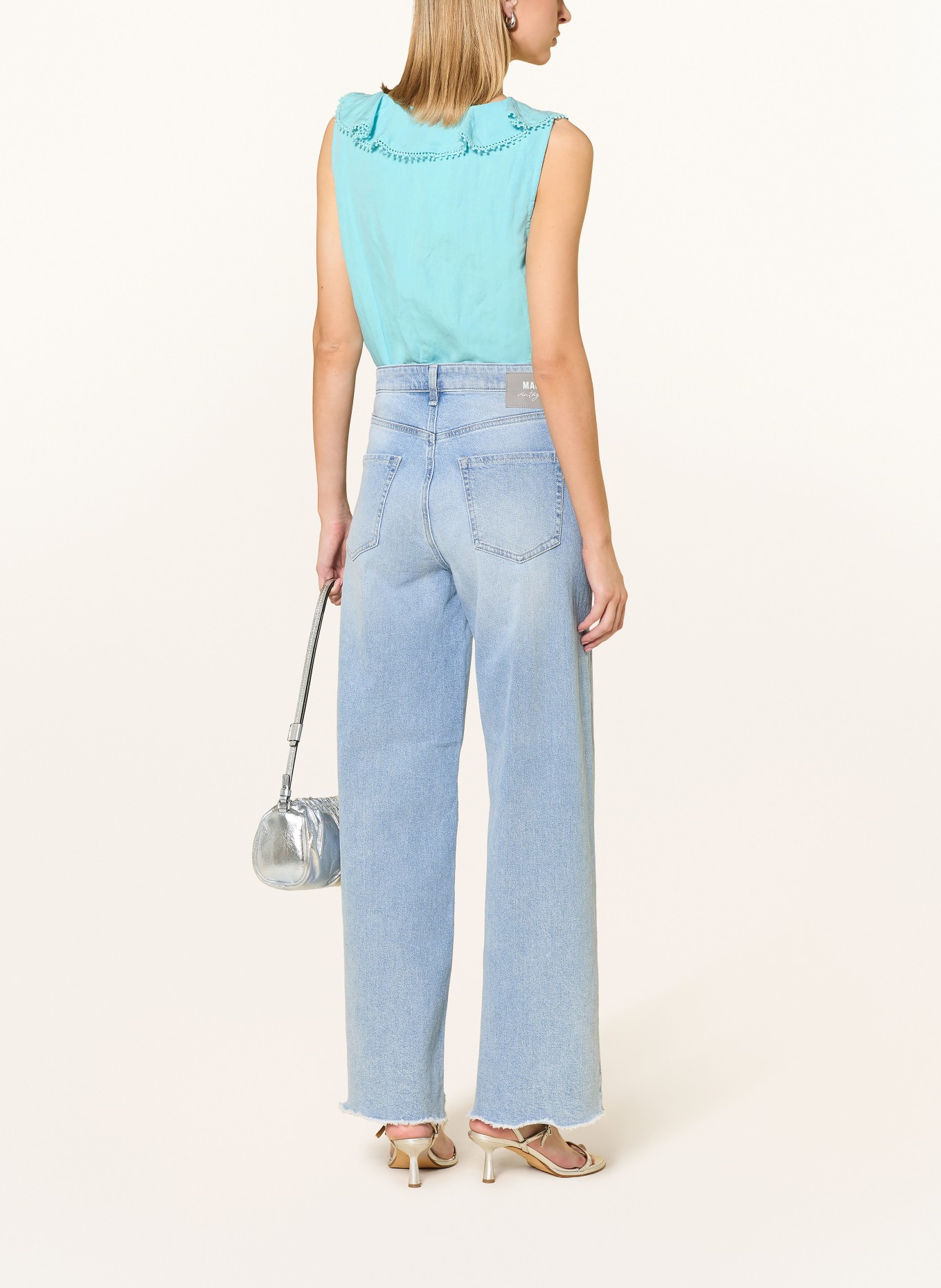 Phase Eight Top RHONA mit Leinen: HELLBLAU