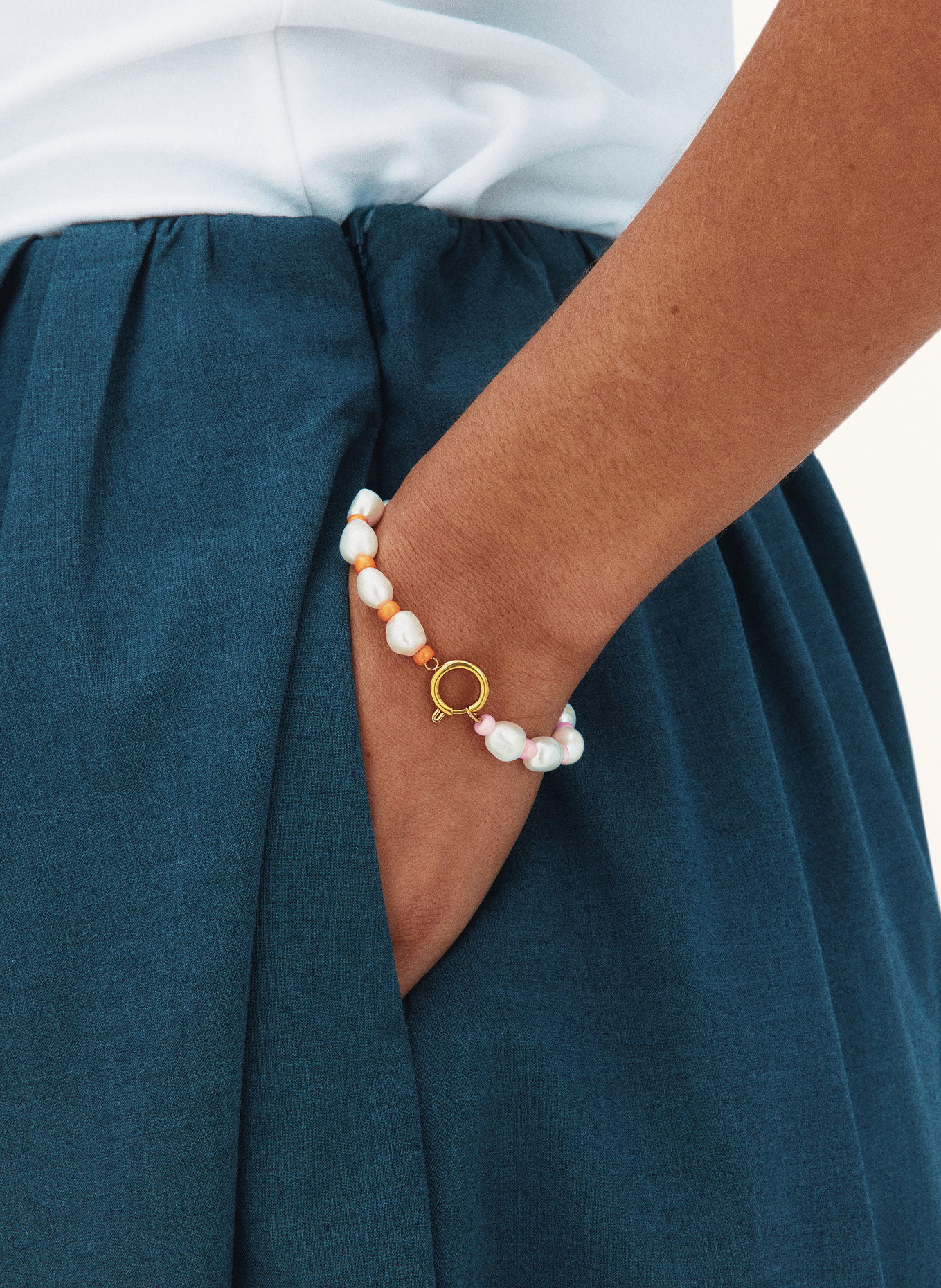 EDBLAD Bracelet VOYAGE: BLANC / ROSE FUCHSIA / ORANGE