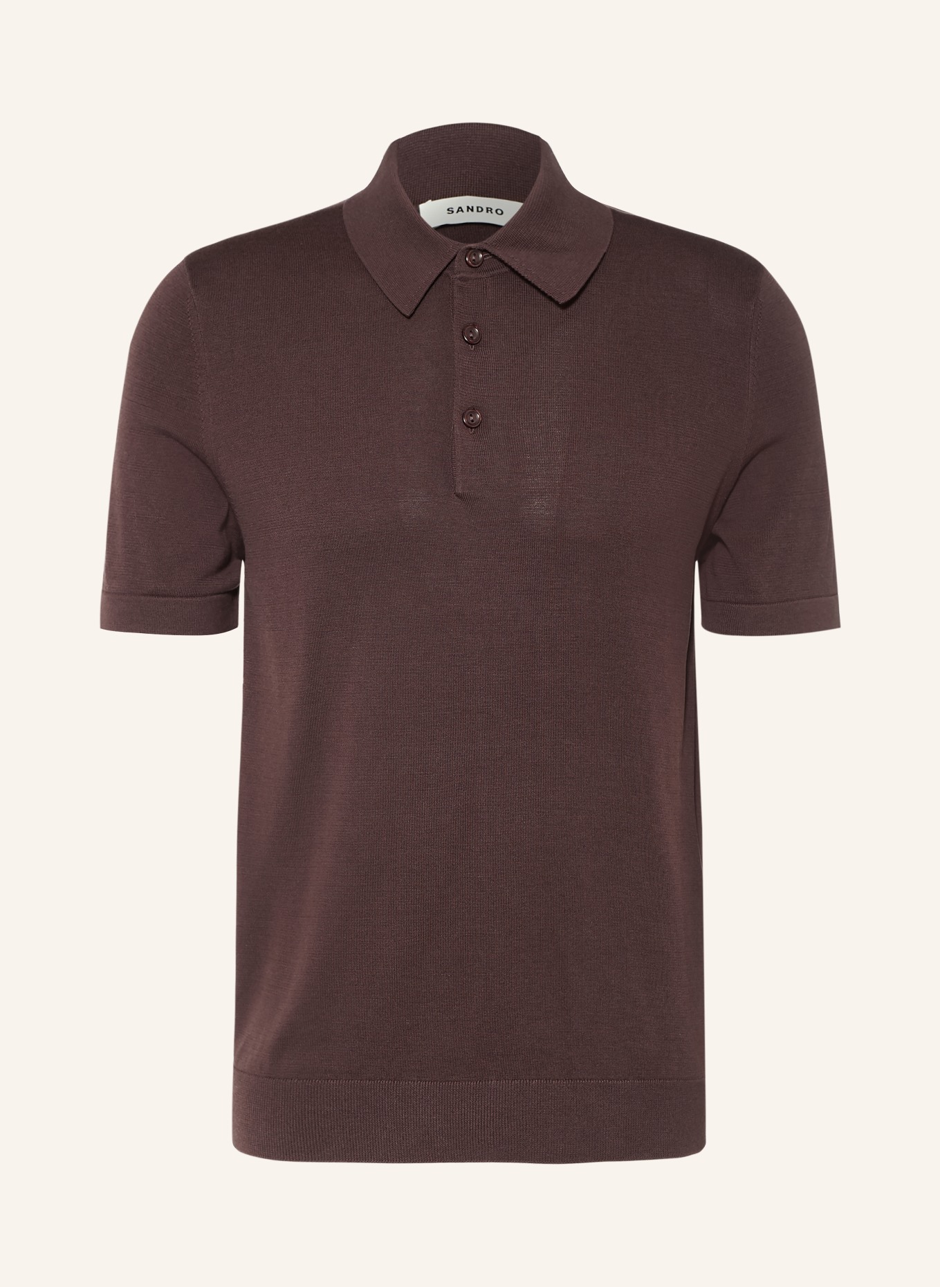 SANDRO Strick-Poloshirt mit Seide: DUNKELBRAUN