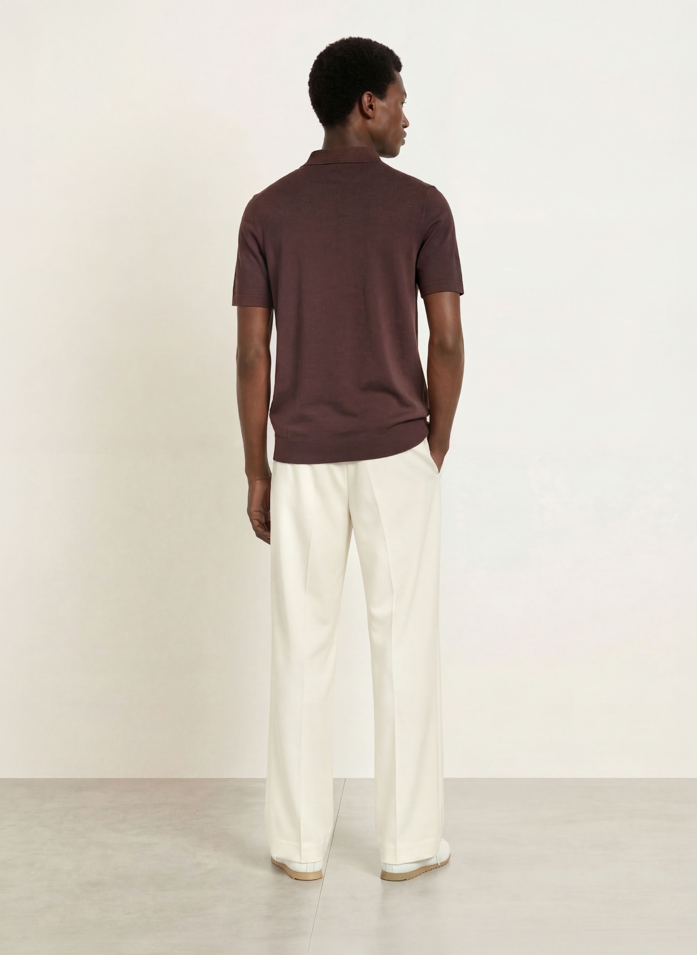 SANDRO Strick-Poloshirt mit Seide: DUNKELBRAUN