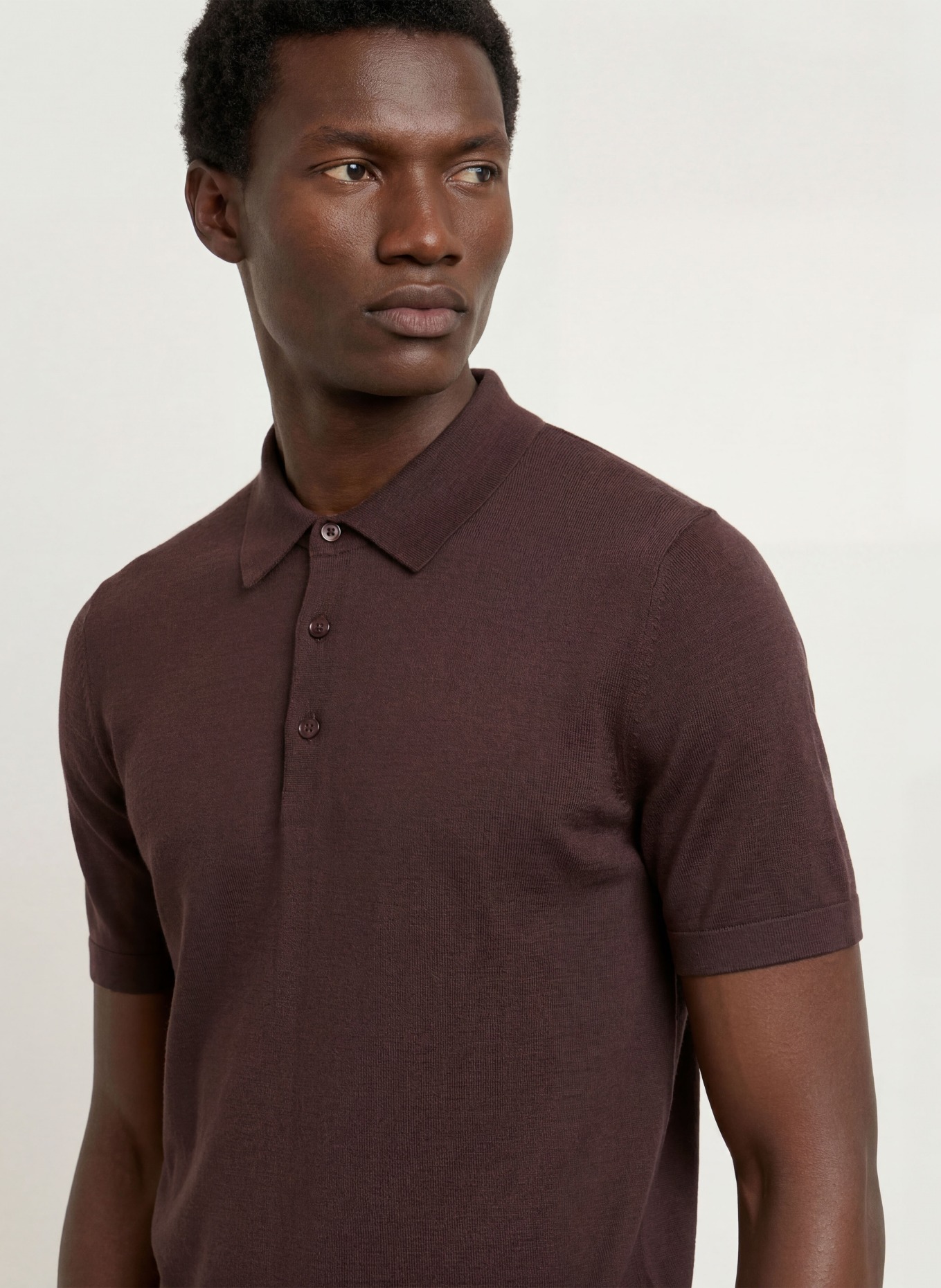 SANDRO Strick-Poloshirt mit Seide: DUNKELBRAUN