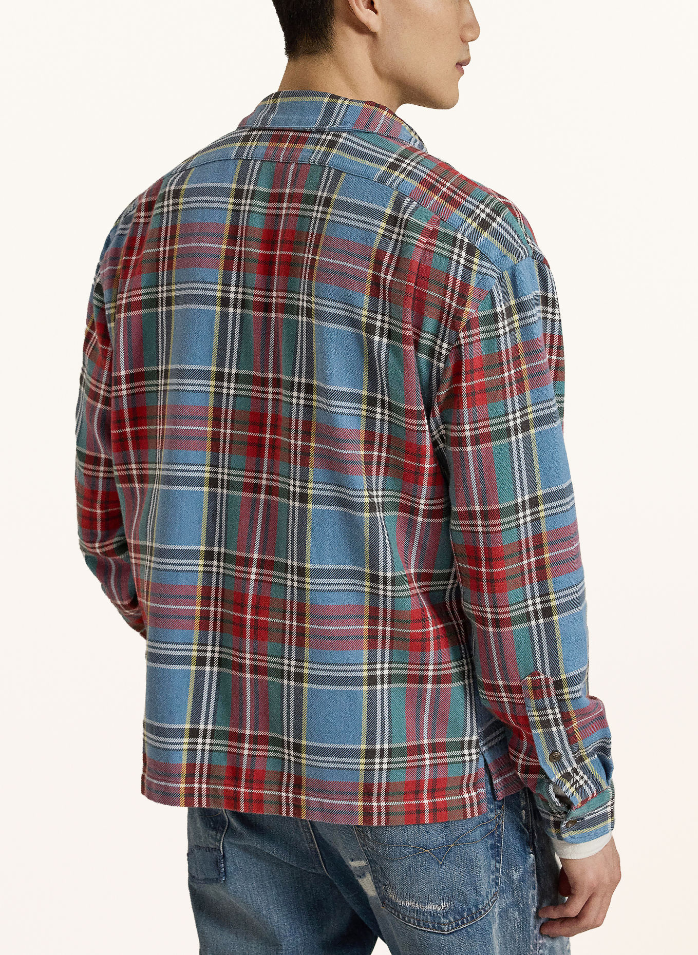 POLO RALPH LAUREN Flanellen overhemd Classic Fit: BLAUW / ROOD / GEEL