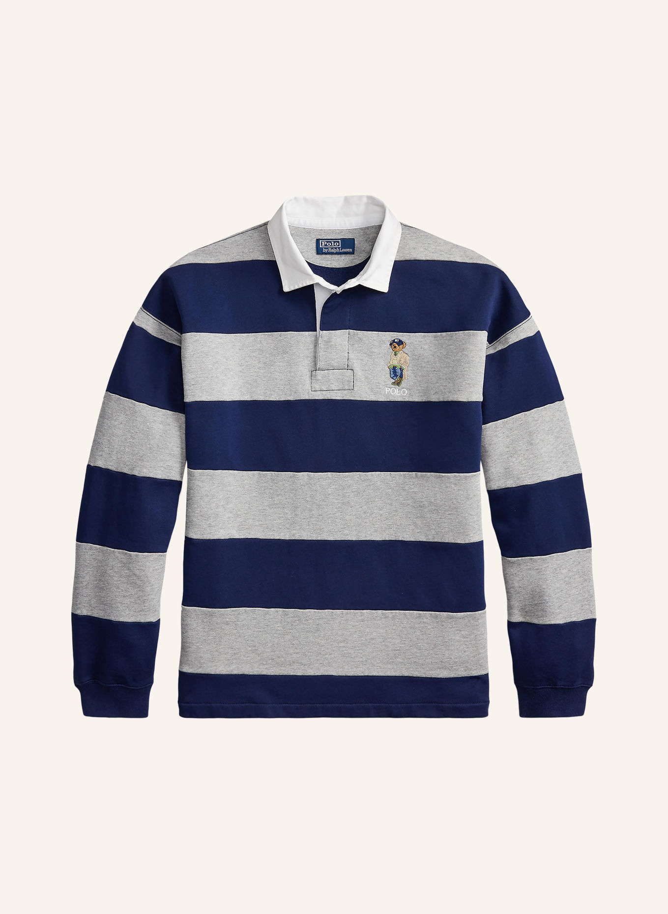 POLO RALPH LAUREN Polo de rugby en molleton: BLEU FONCÉ / GRIS CLAIR / BLANC