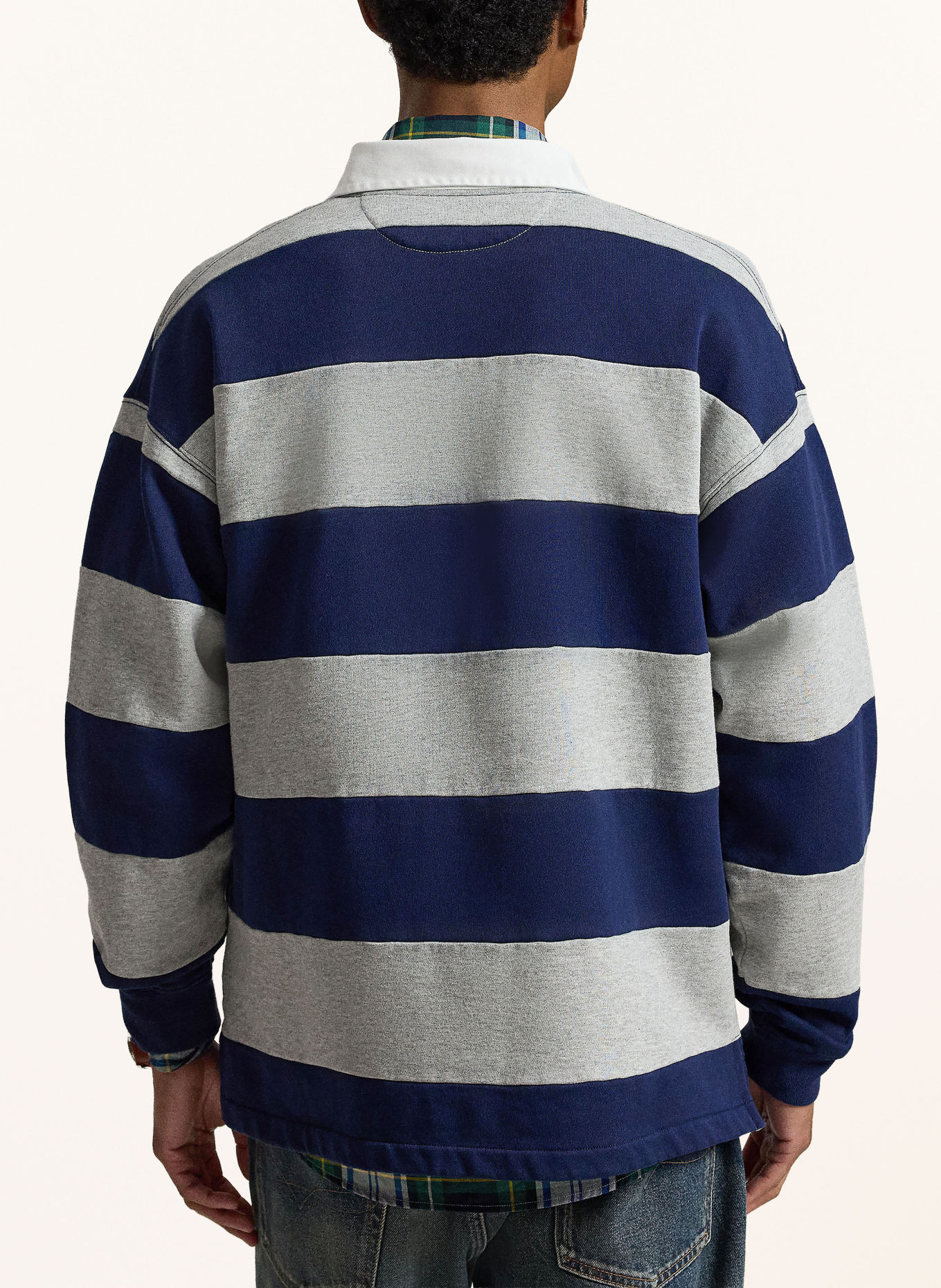POLO RALPH LAUREN Polo de rugby en molleton: BLEU FONCÉ / GRIS CLAIR / BLANC