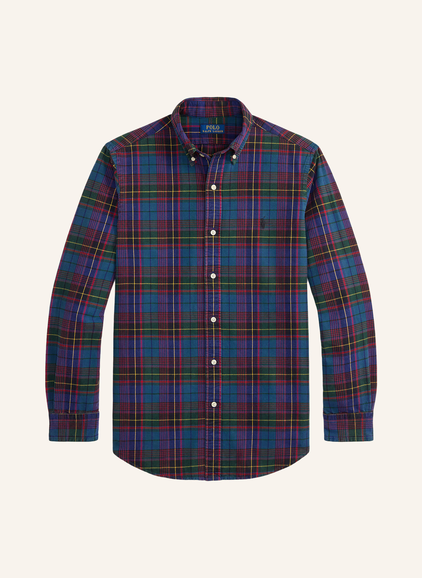 POLO RALPH LAUREN Chemise en flanelle Custom Fit: GROEN / ROUGE / BLEU FONCÉ