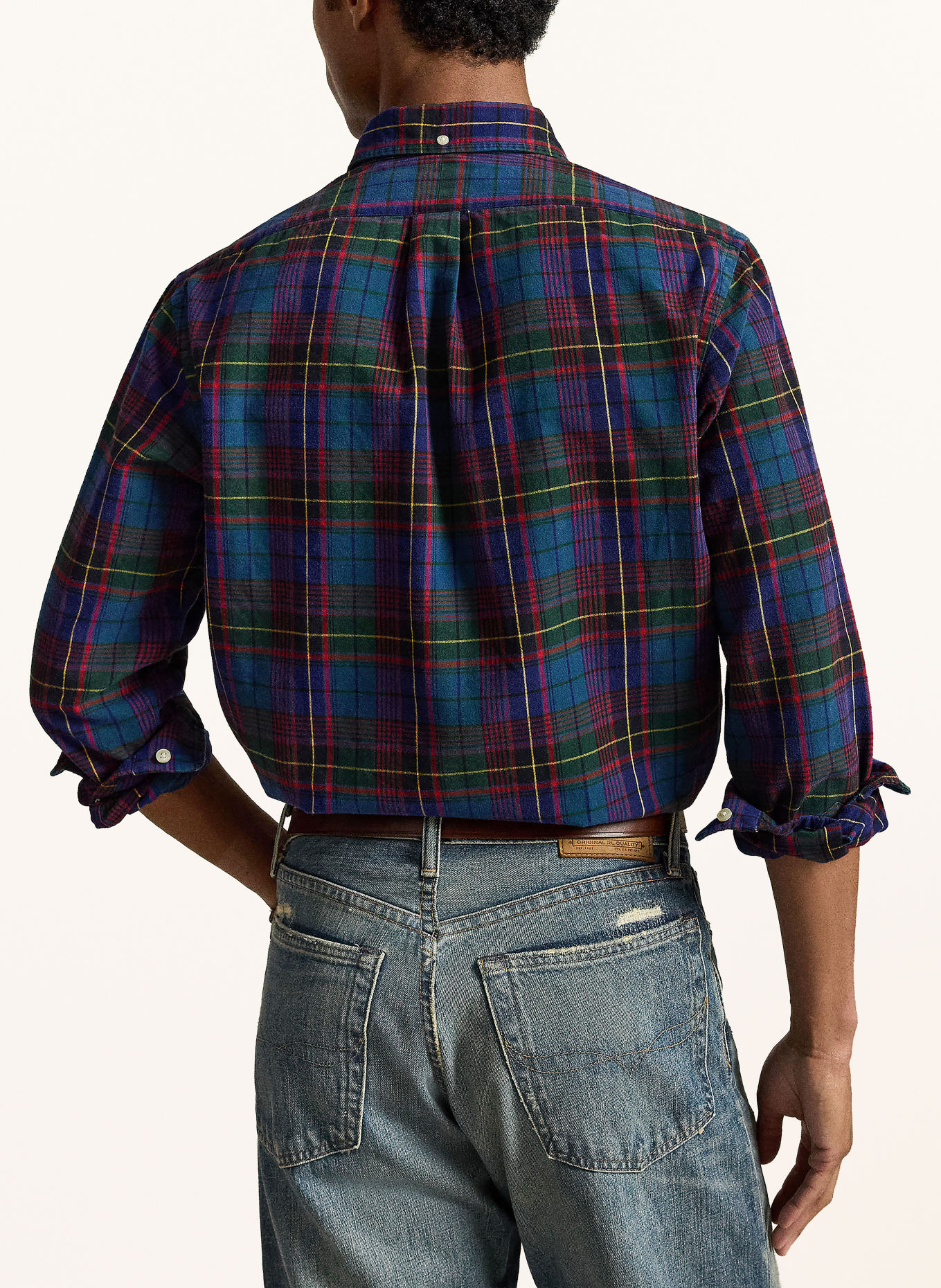 POLO RALPH LAUREN Chemise en flanelle Custom Fit: GROEN / ROUGE / BLEU FONCÉ