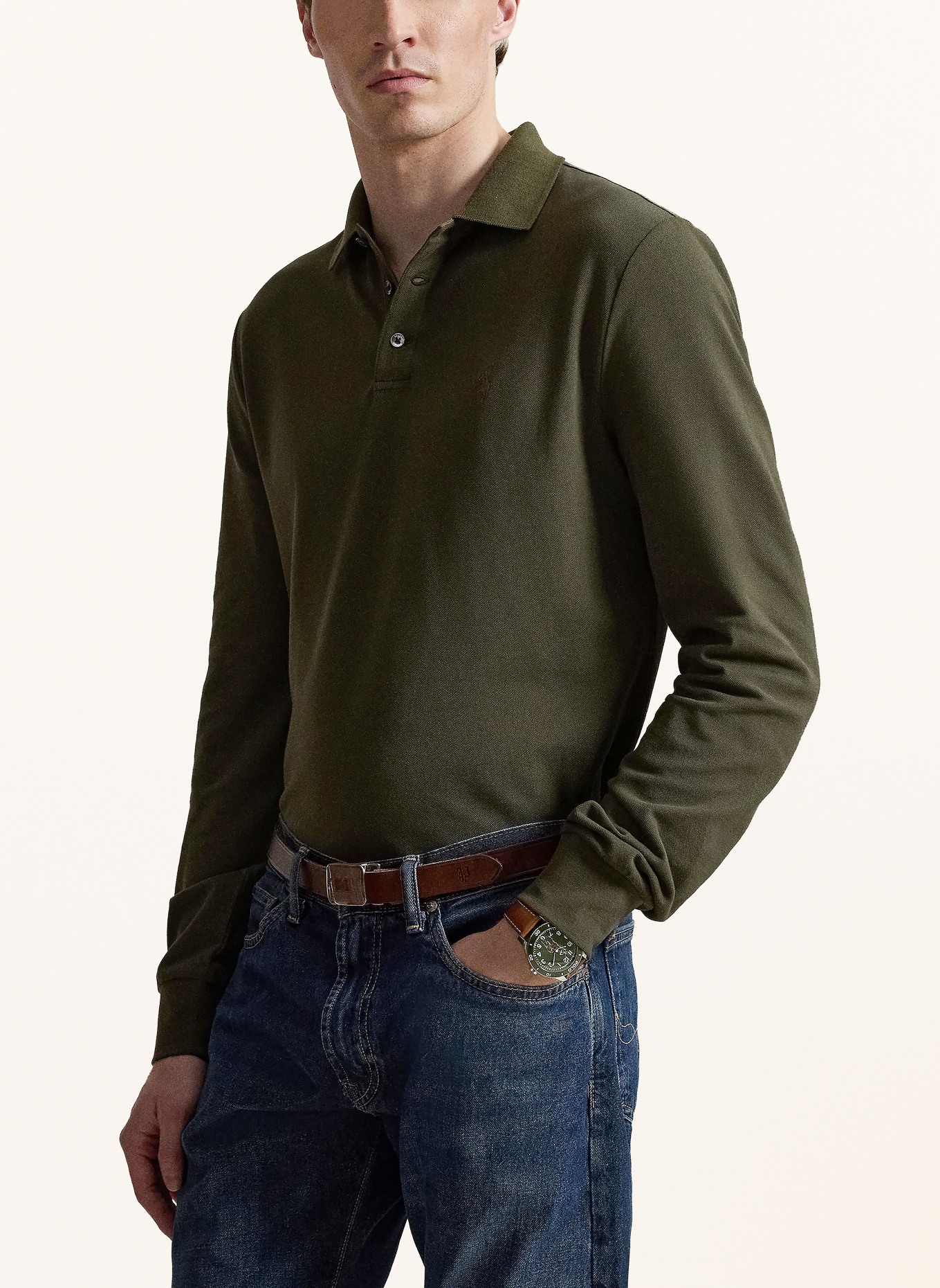 POLO RALPH LAUREN Stickad pikétröja: KHAKI