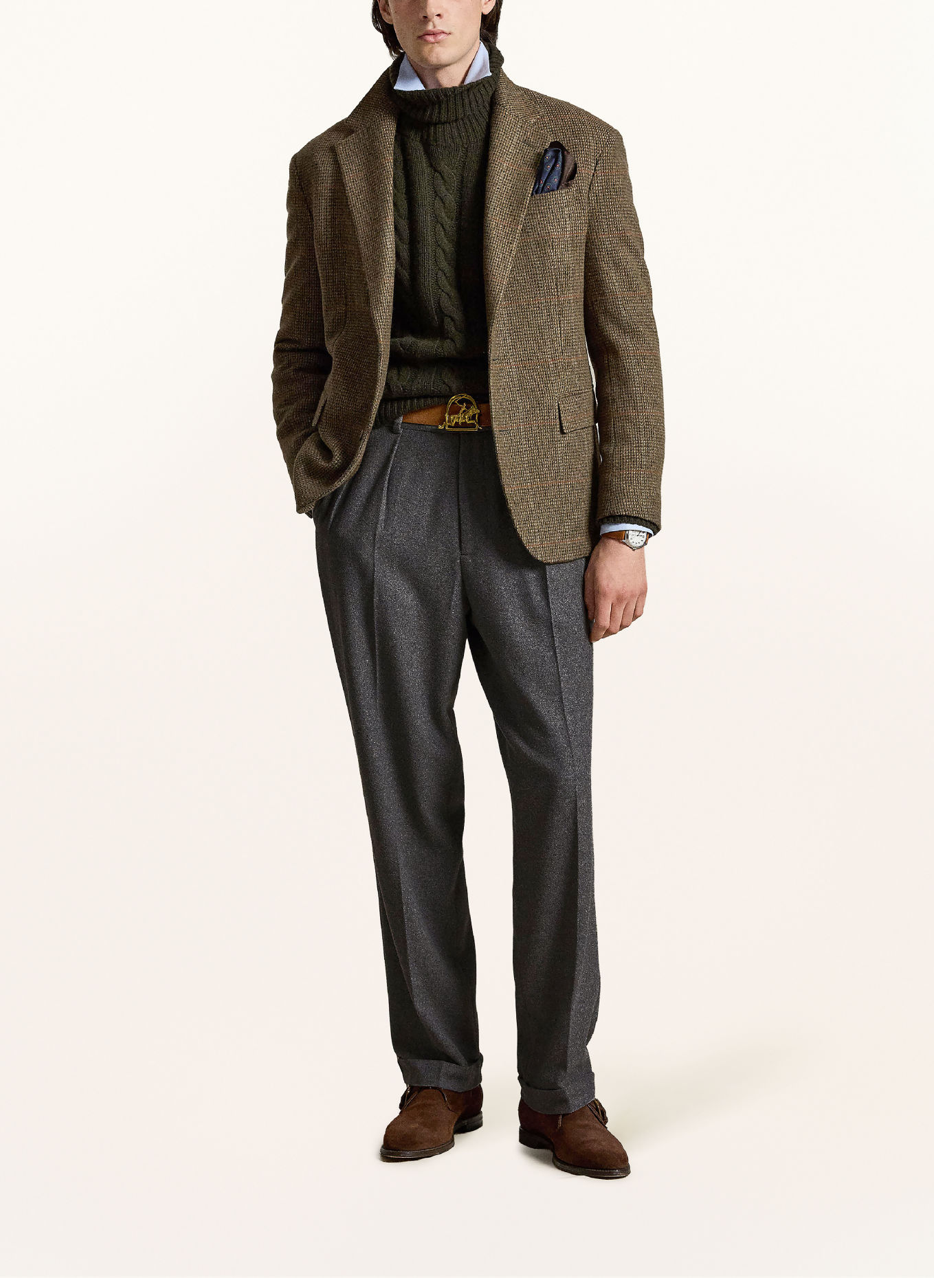 POLO RALPH LAUREN Flanellen broek SUFFIELD Relaxed Fit: DONKERGRIJS