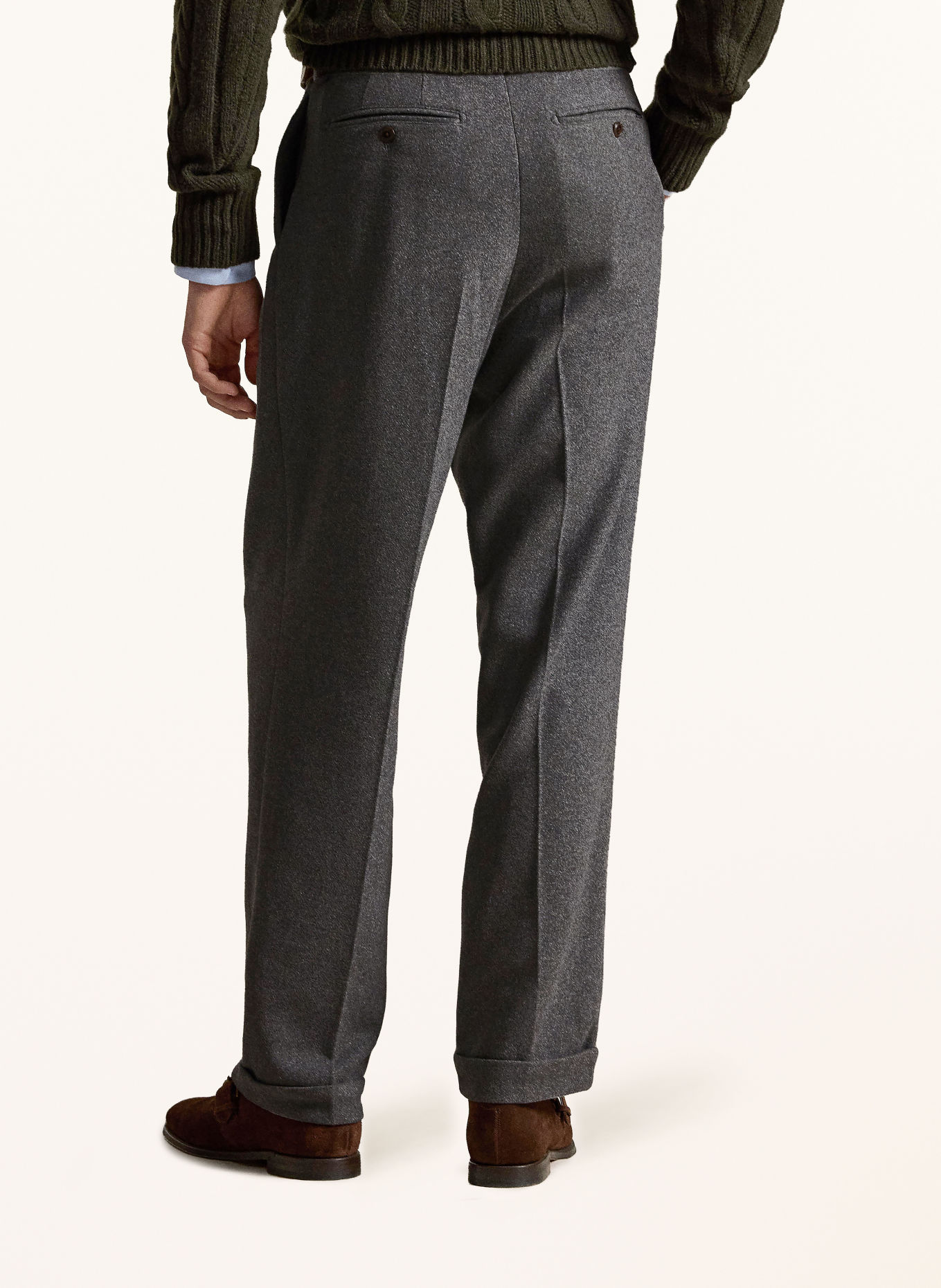 POLO RALPH LAUREN Flanellen broek SUFFIELD Relaxed Fit: DONKERGRIJS
