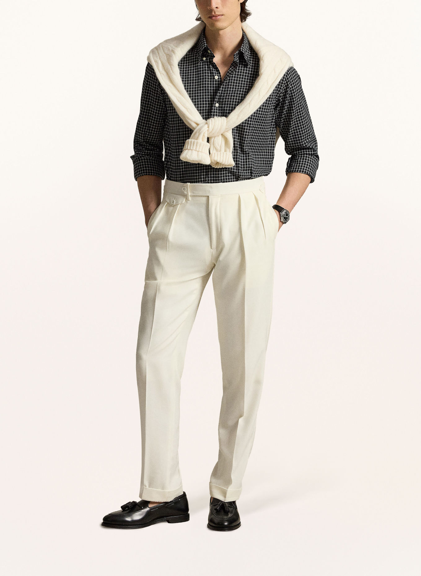POLO RALPH LAUREN Cămașă Custom Fit: NEGRU / ALB