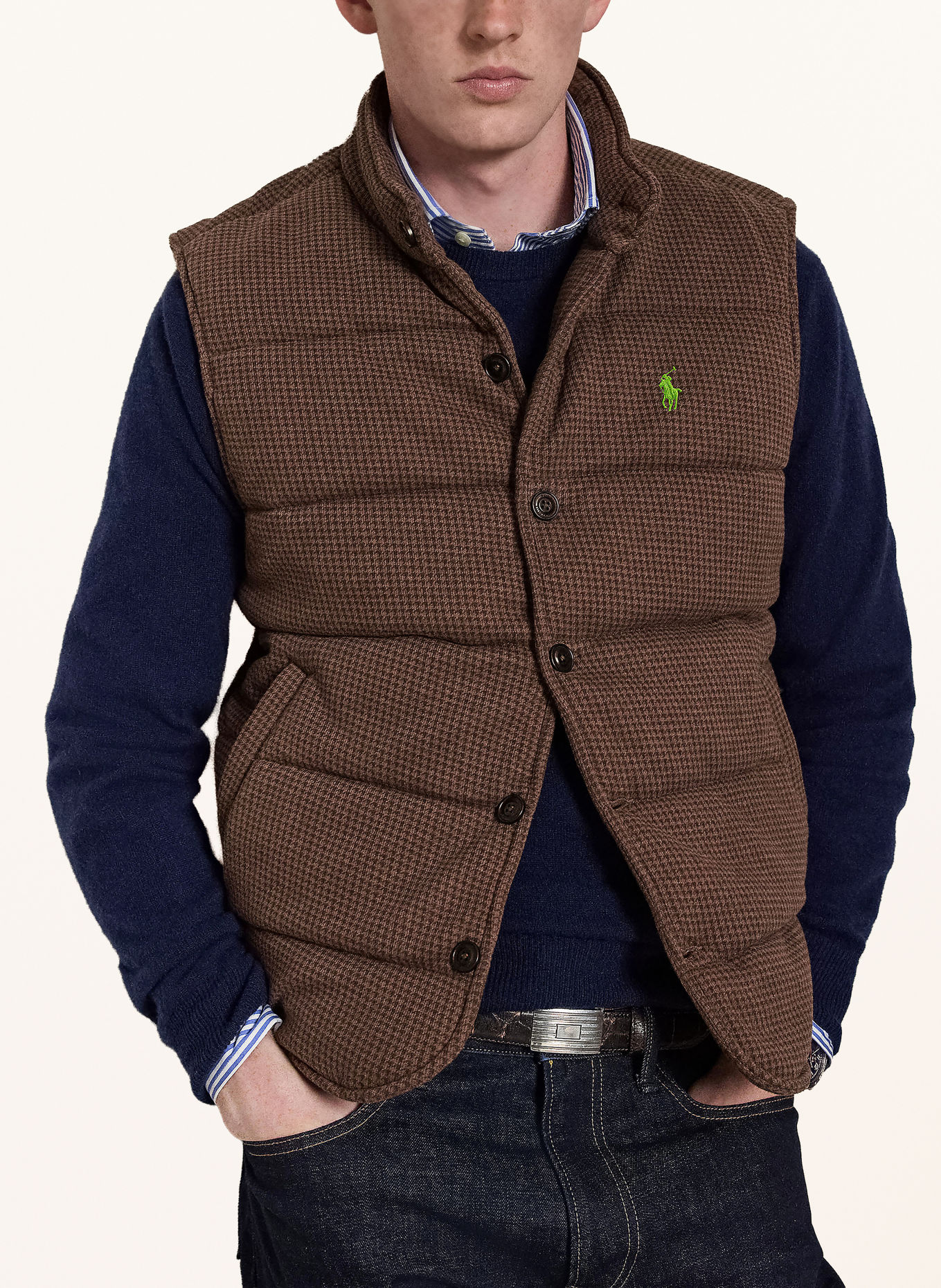 POLO RALPH LAUREN Quilted vest: BROWN / DARK BROWN