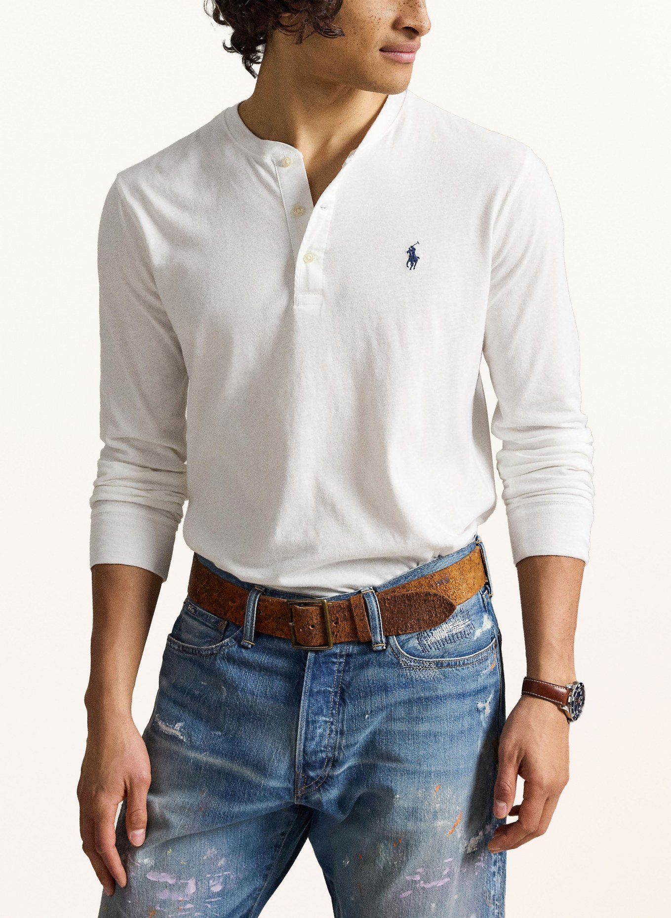 POLO RALPH LAUREN Henley tričko: BÍLÁ