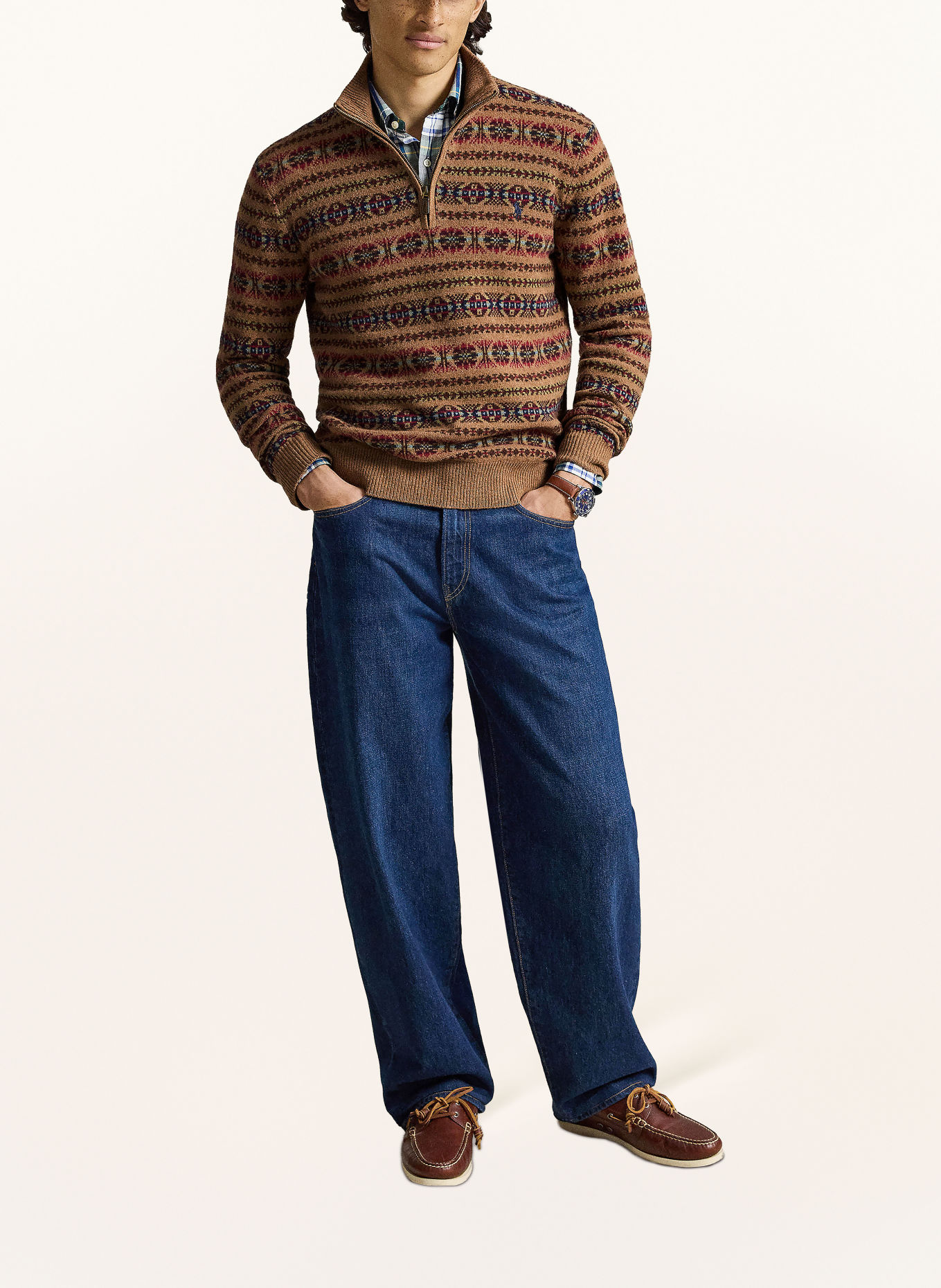 POLO RALPH LAUREN Schipperstruien: BRUIN / DONKERROOD / DONKERBLAUW