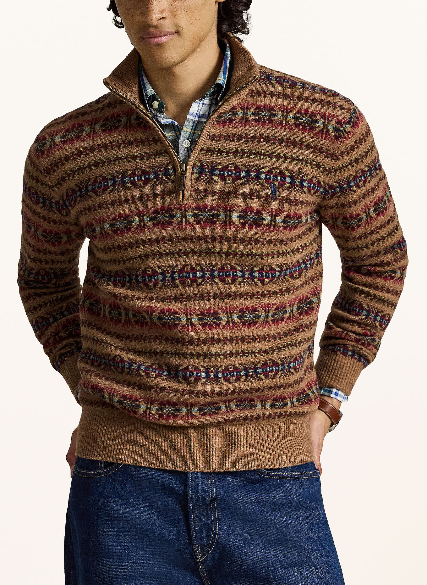 POLO RALPH LAUREN Schipperstruien: BRUIN / DONKERROOD / DONKERBLAUW