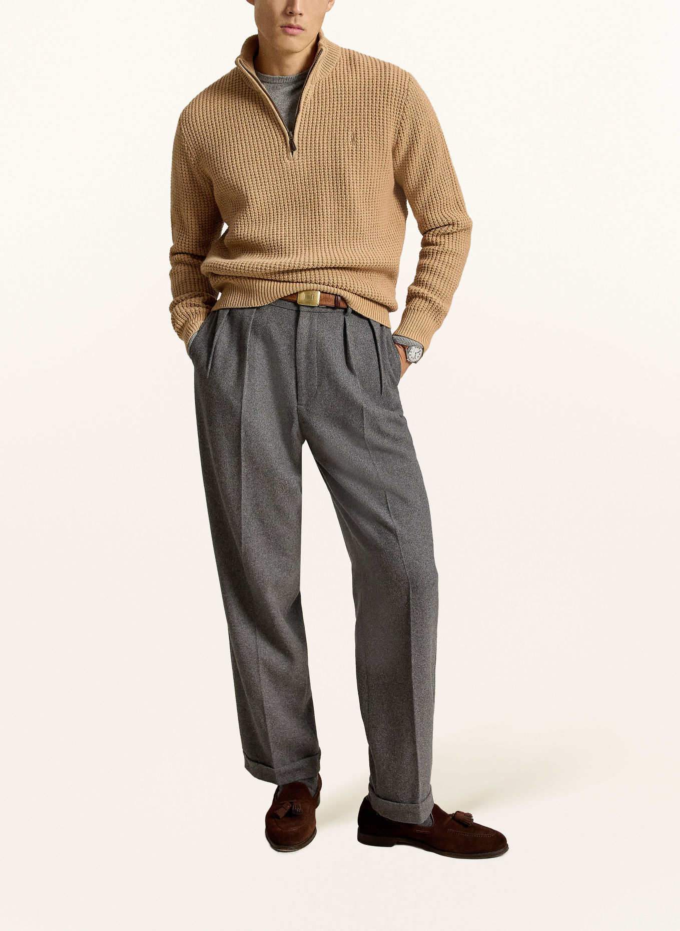 POLO RALPH LAUREN Half-zip sweater: CAMEL