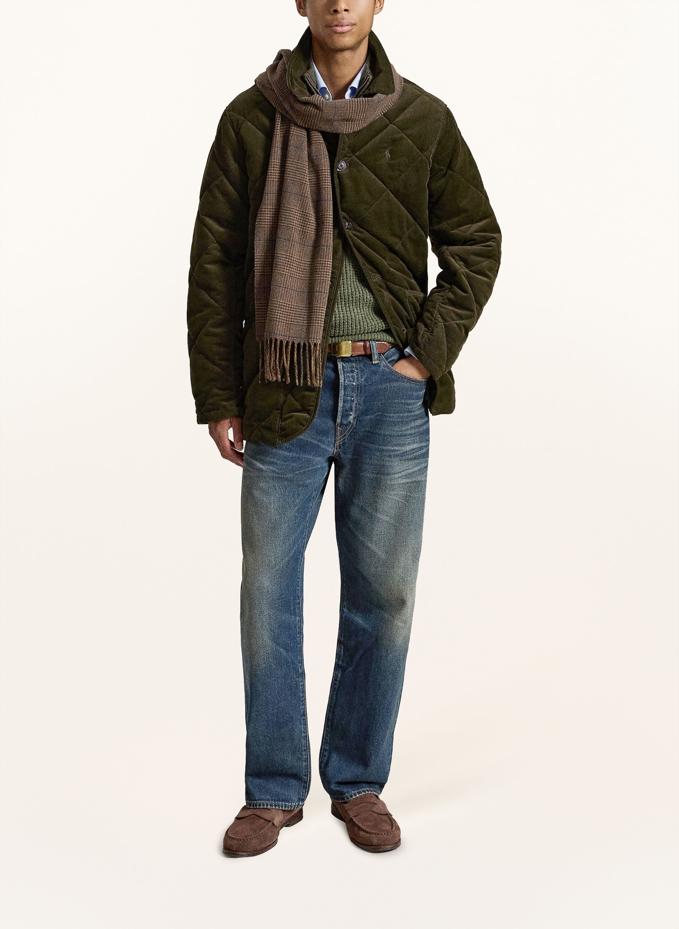 POLO RALPH LAUREN Veste matelassée en velours côtelé: OLIVE