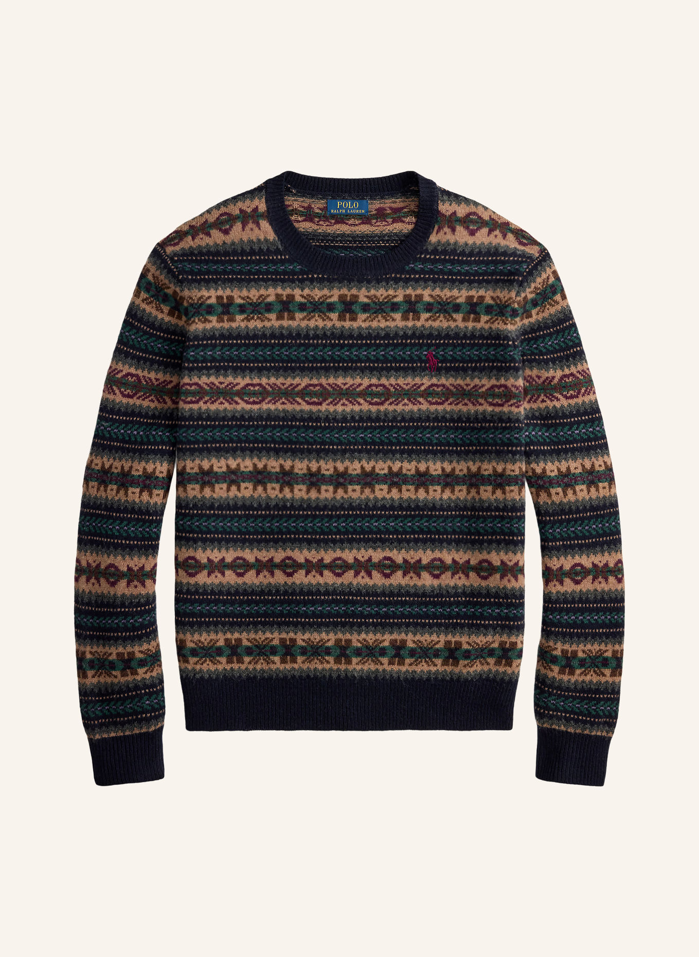 POLO RALPH LAUREN Pullover: MØRKEBLÅ / LYSEBRUN / GRØN