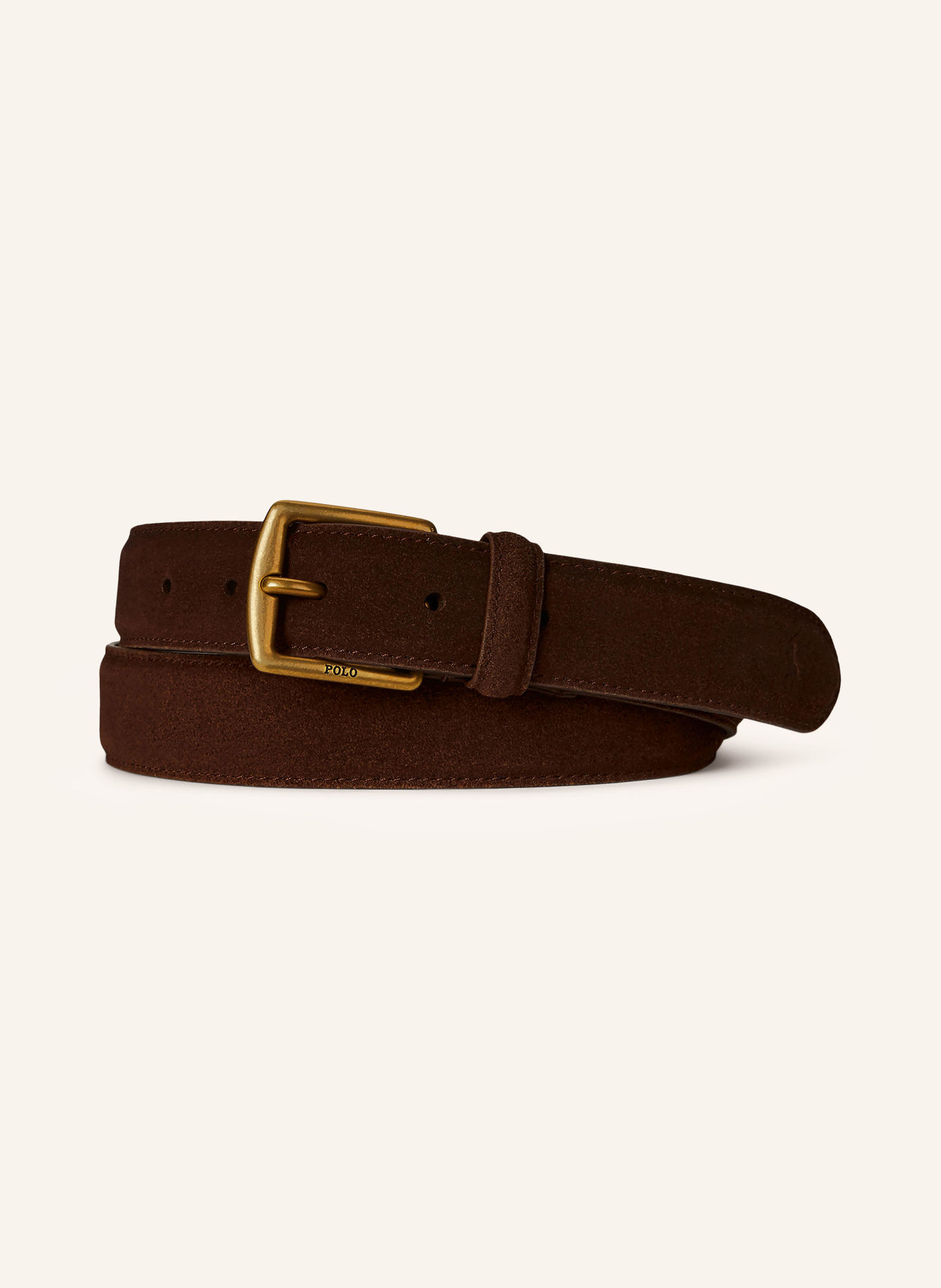 POLO RALPH LAUREN Leather belt: DARK BROWN / GOLD