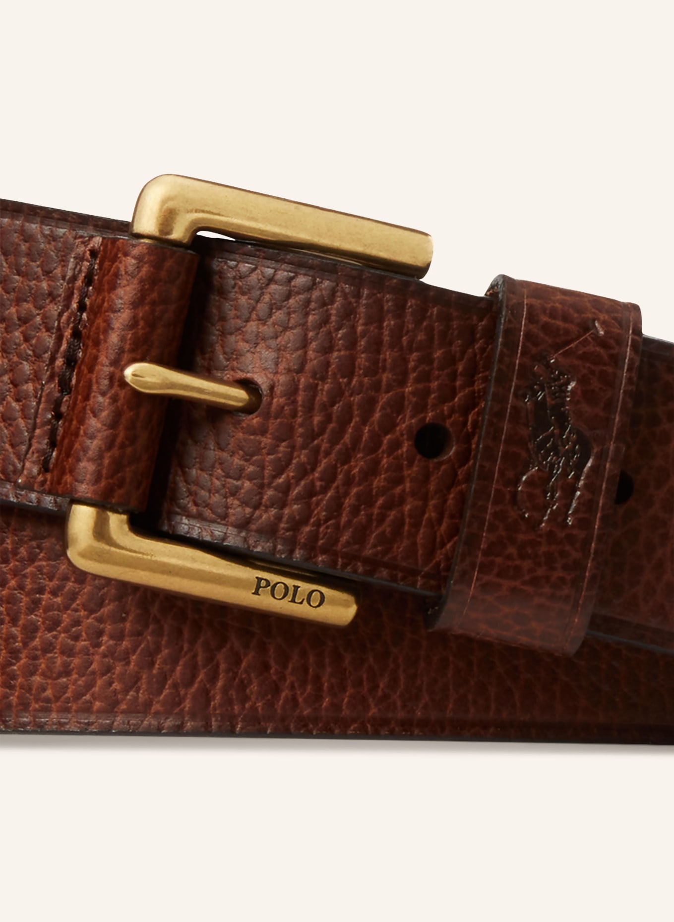 POLO RALPH LAUREN Läderbälte: MÖRKBRUN / GULD