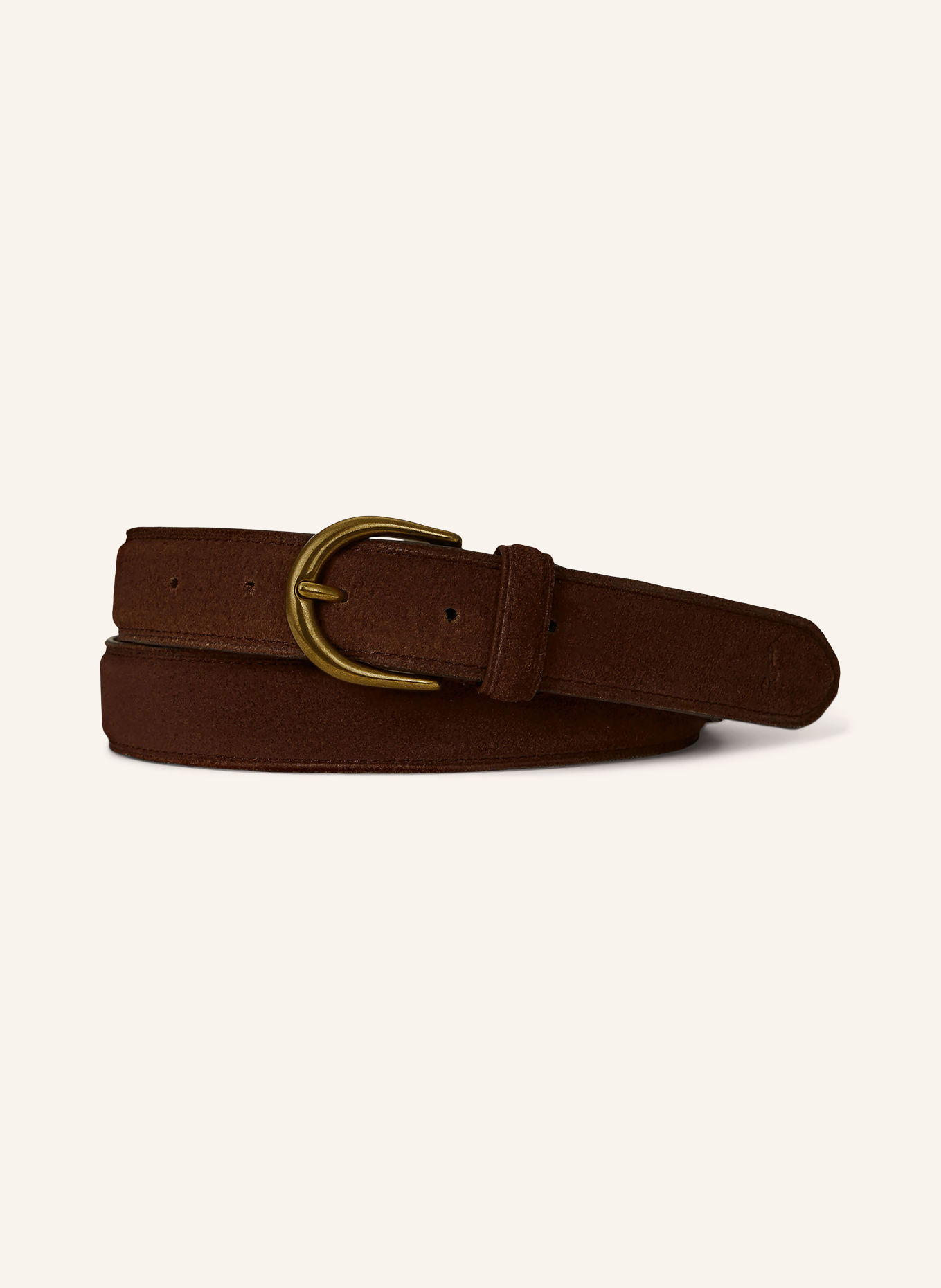 POLO RALPH LAUREN Ledergürtel: DUNKELBRAUN / GOLD