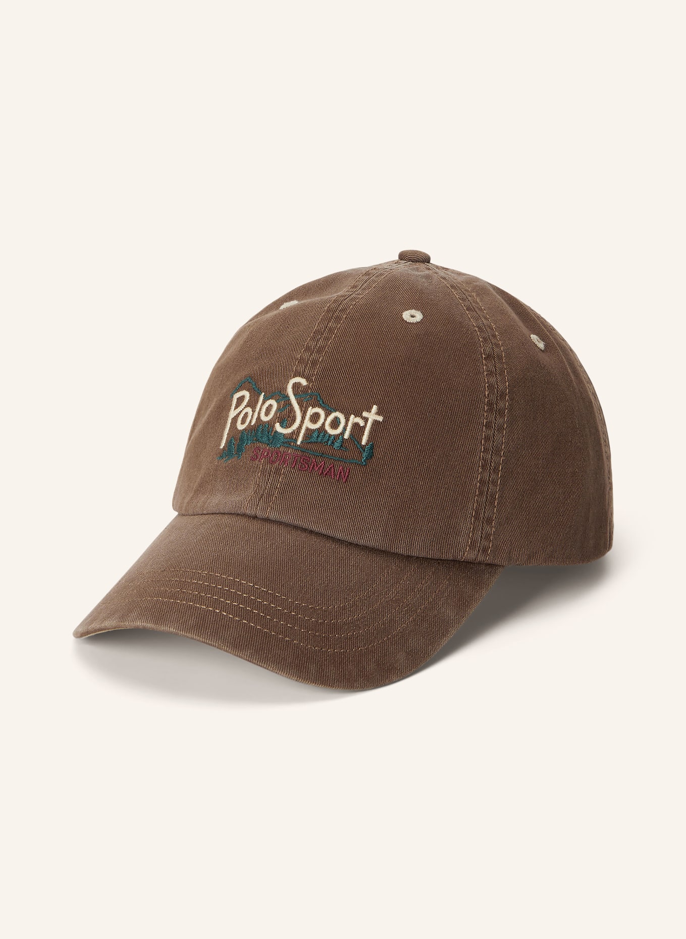 POLO RALPH LAUREN Cap: DUNKELBRAUN / ECRU / DUNKELROT