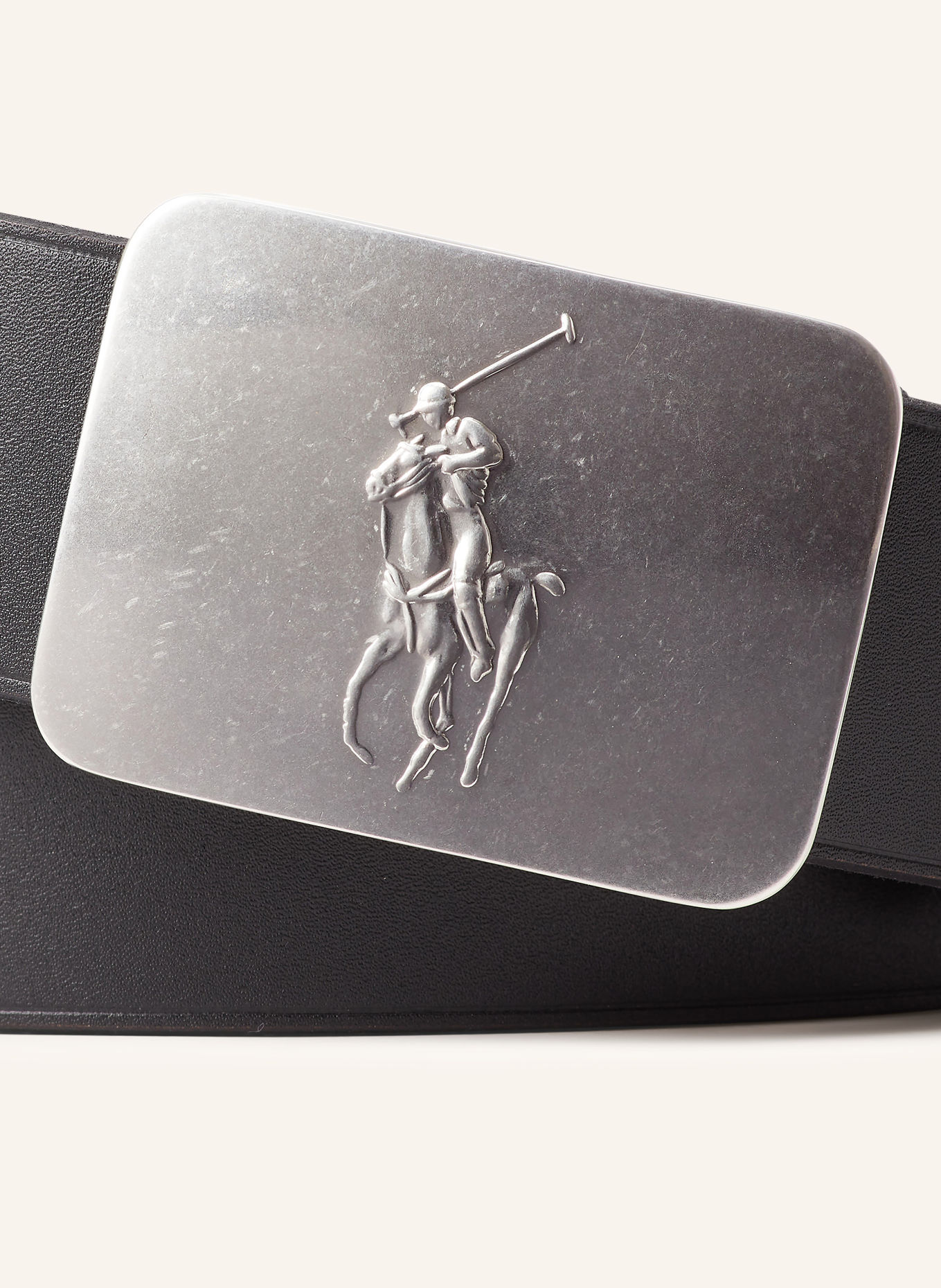 POLO RALPH LAUREN Ledergürtel: SCHWARZ / SILBER