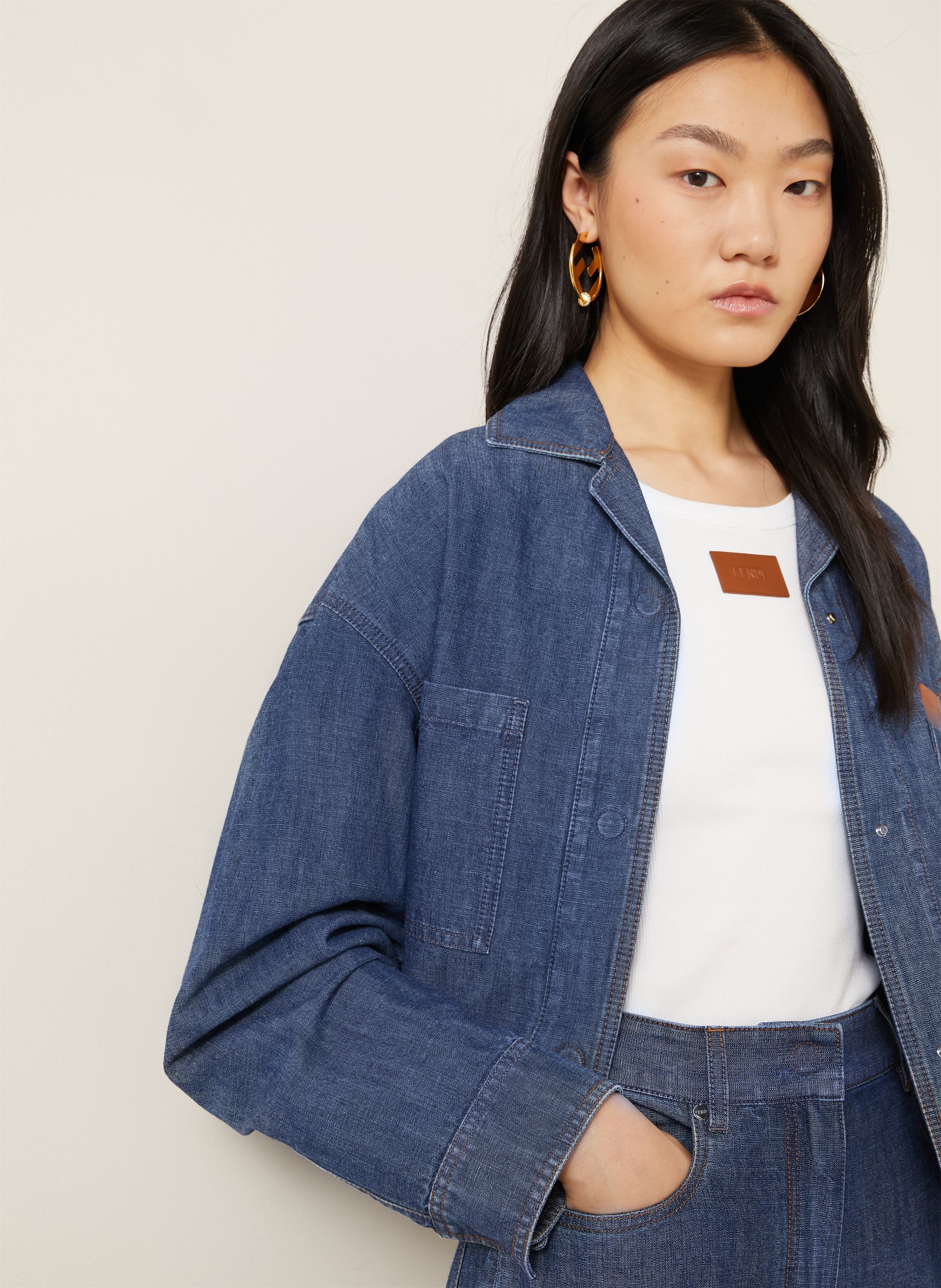 FENDI Top: BLANC / MARRON