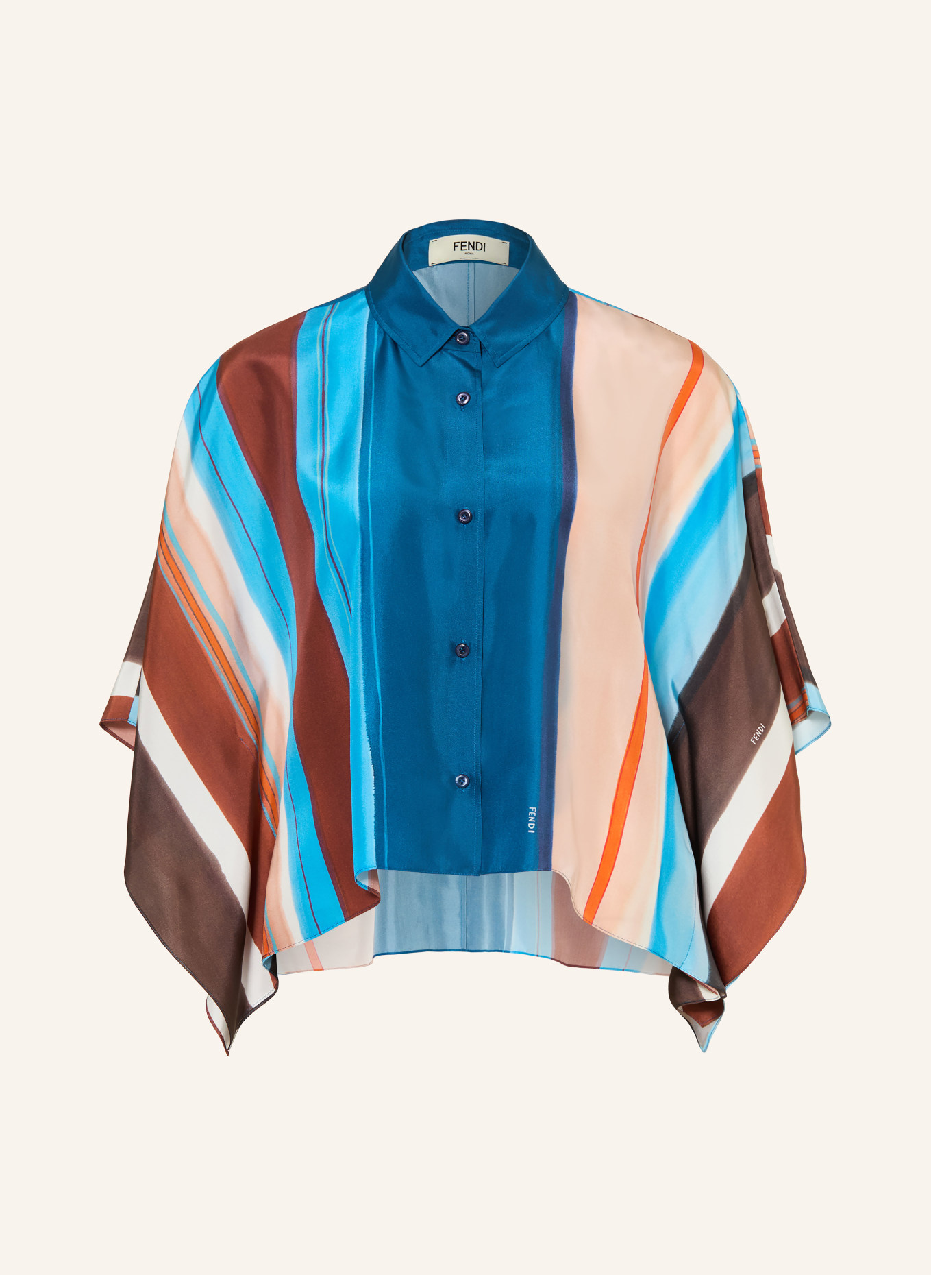 FENDI Silk blouse: TEAL / BROWN / ROSE