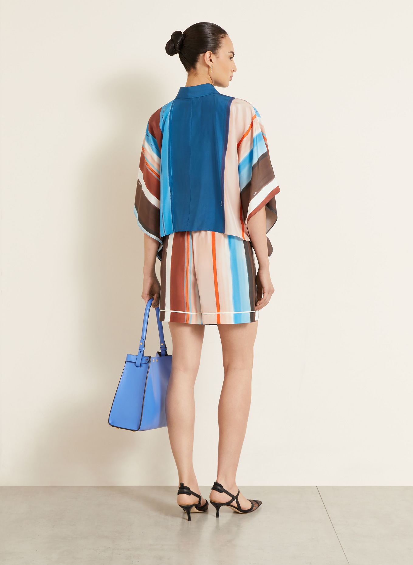 FENDI Silk blouse: TEAL / BROWN / ROSE