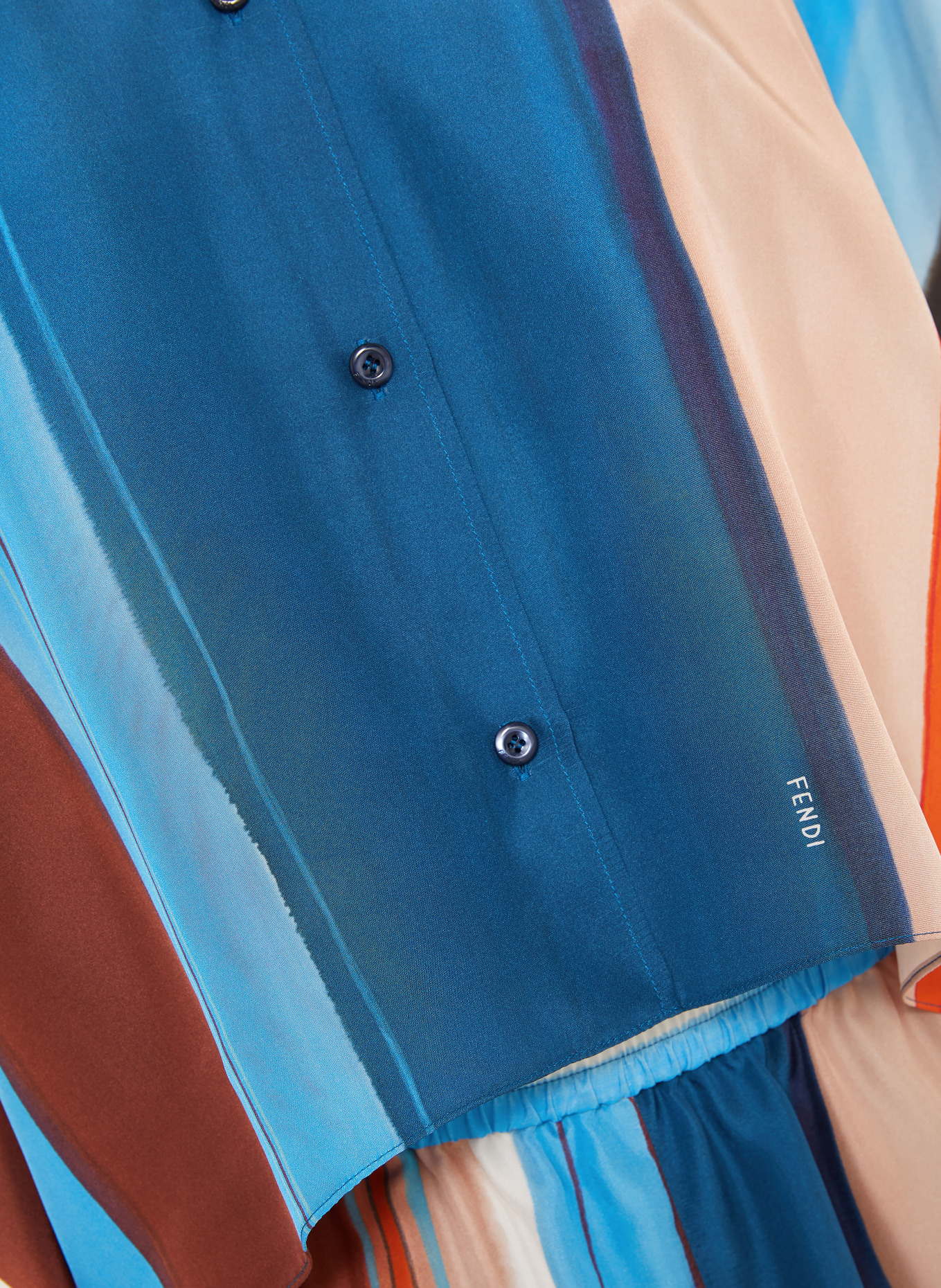 FENDI Silk blouse: TEAL / BROWN / ROSE