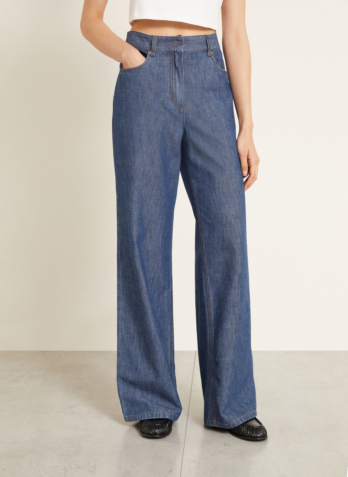 FENDI Wide Leg Jeans: F0QB0 NAVY