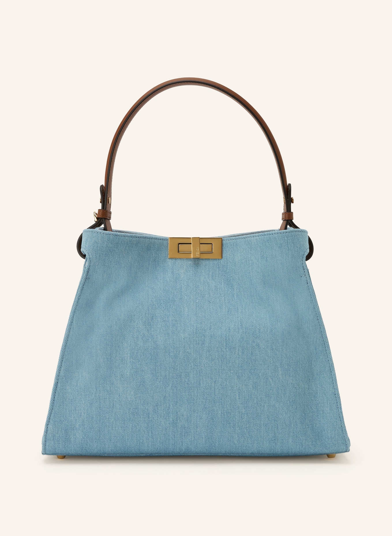 FENDI WAY MEDIUM Handbag: LIGHT BLUE / DARK BROWN