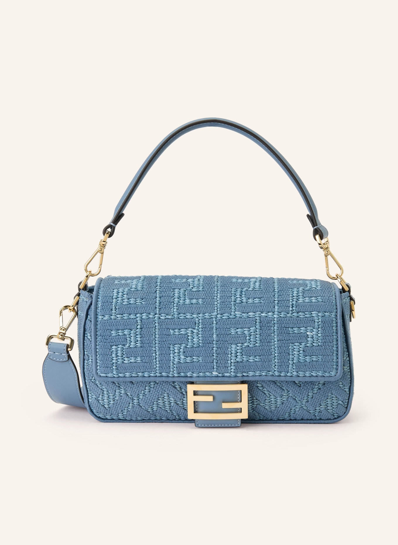 FENDI Handtasche BAGUETTE: BLAU / GOLD