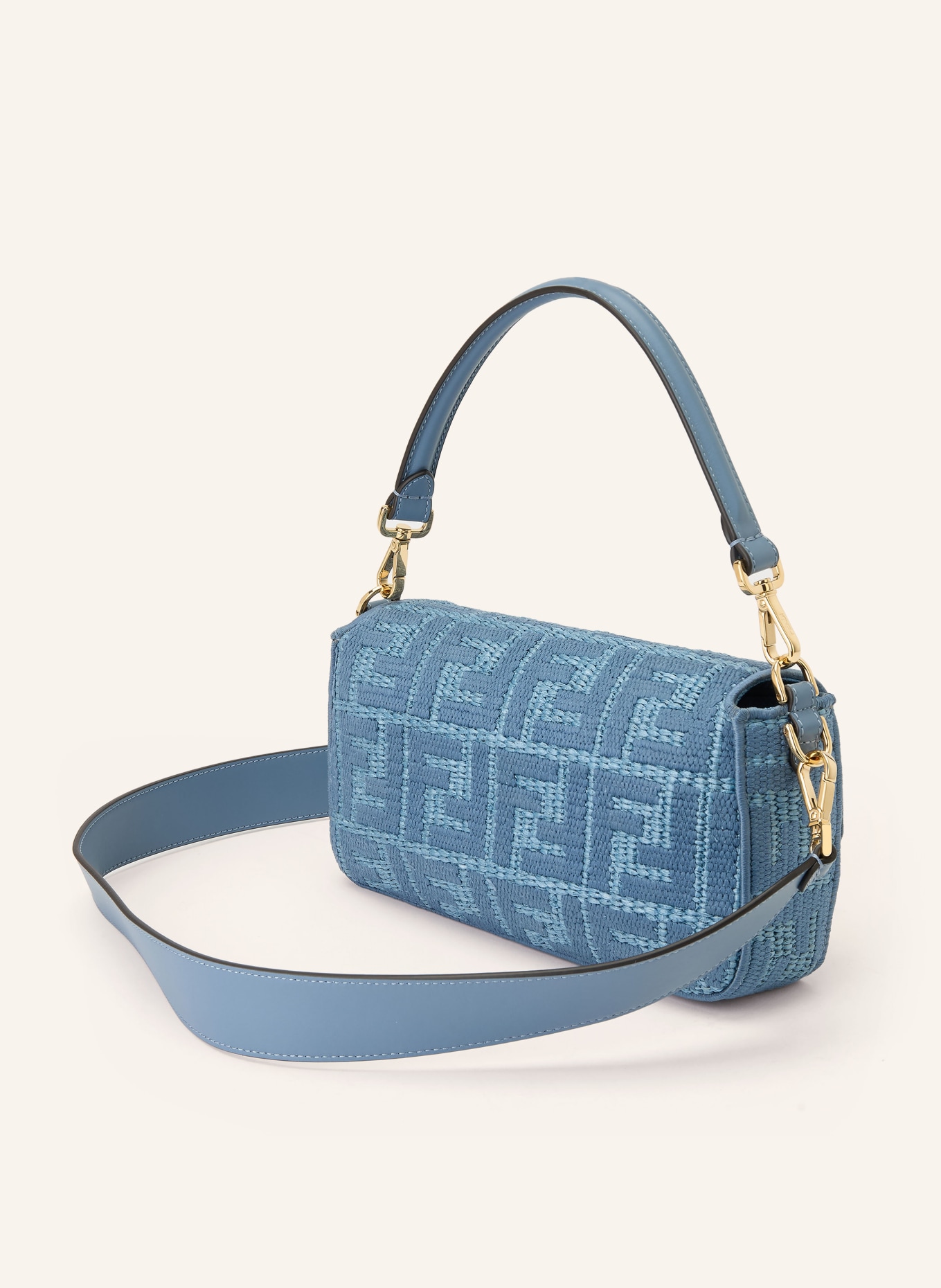 FENDI Handtasche BAGUETTE: BLAU / GOLD