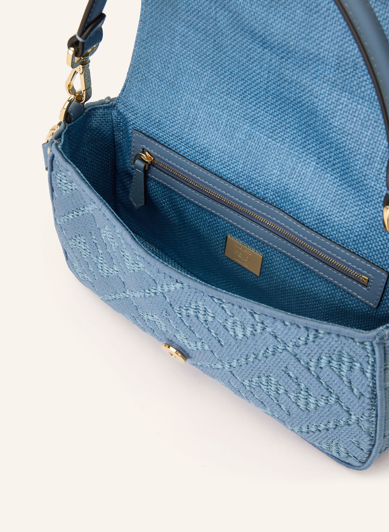 FENDI Handtasche BAGUETTE: BLAU / GOLD