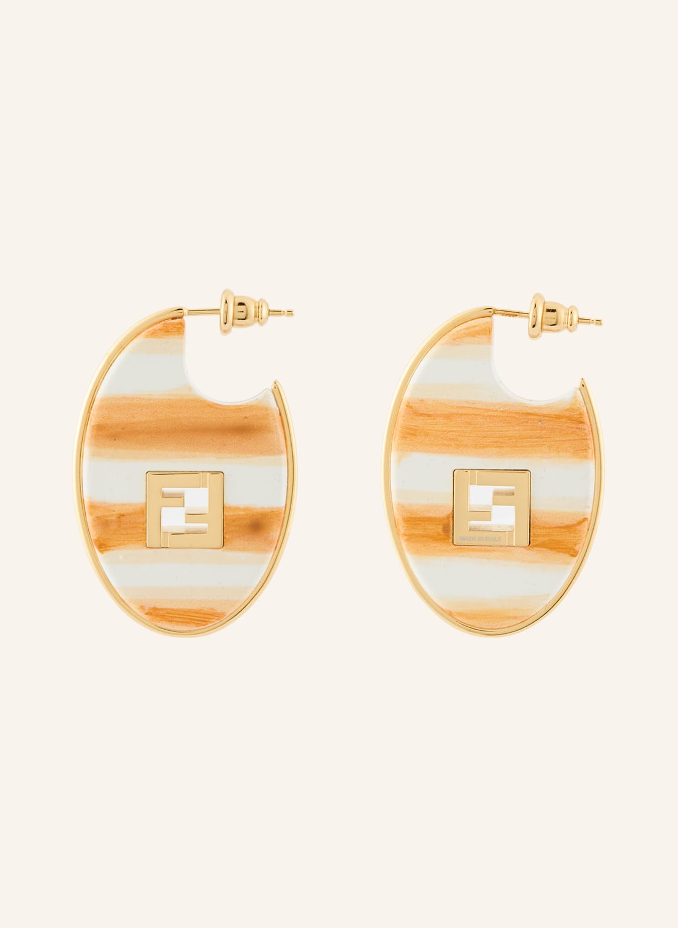 FENDI Ohrringe FOREVER FENDI: GOLD / DUNKELORANGE / WEISS