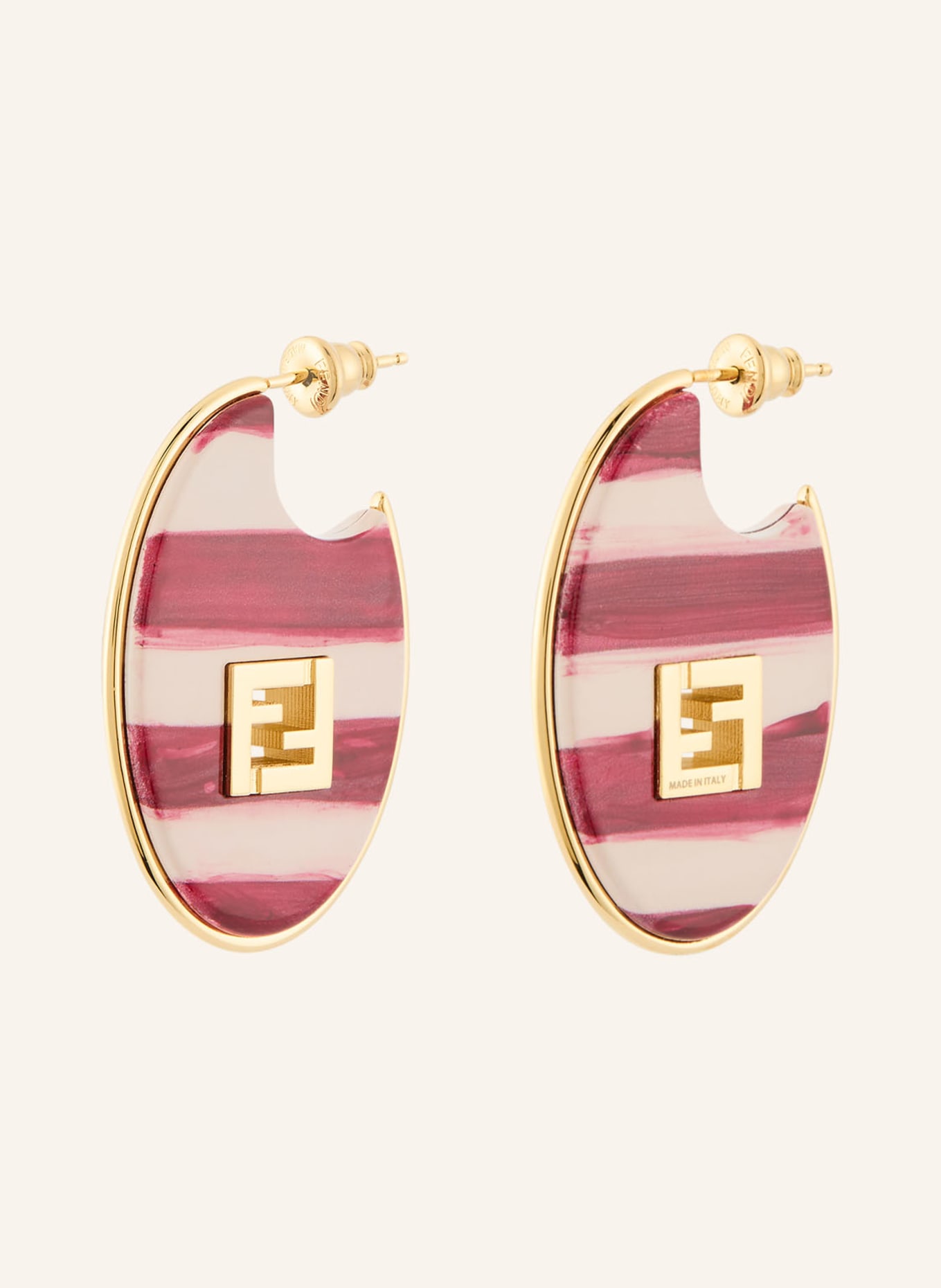 FENDI Ohrringe FOREVER FENDI: DUNKELROT / GOLD / CREME