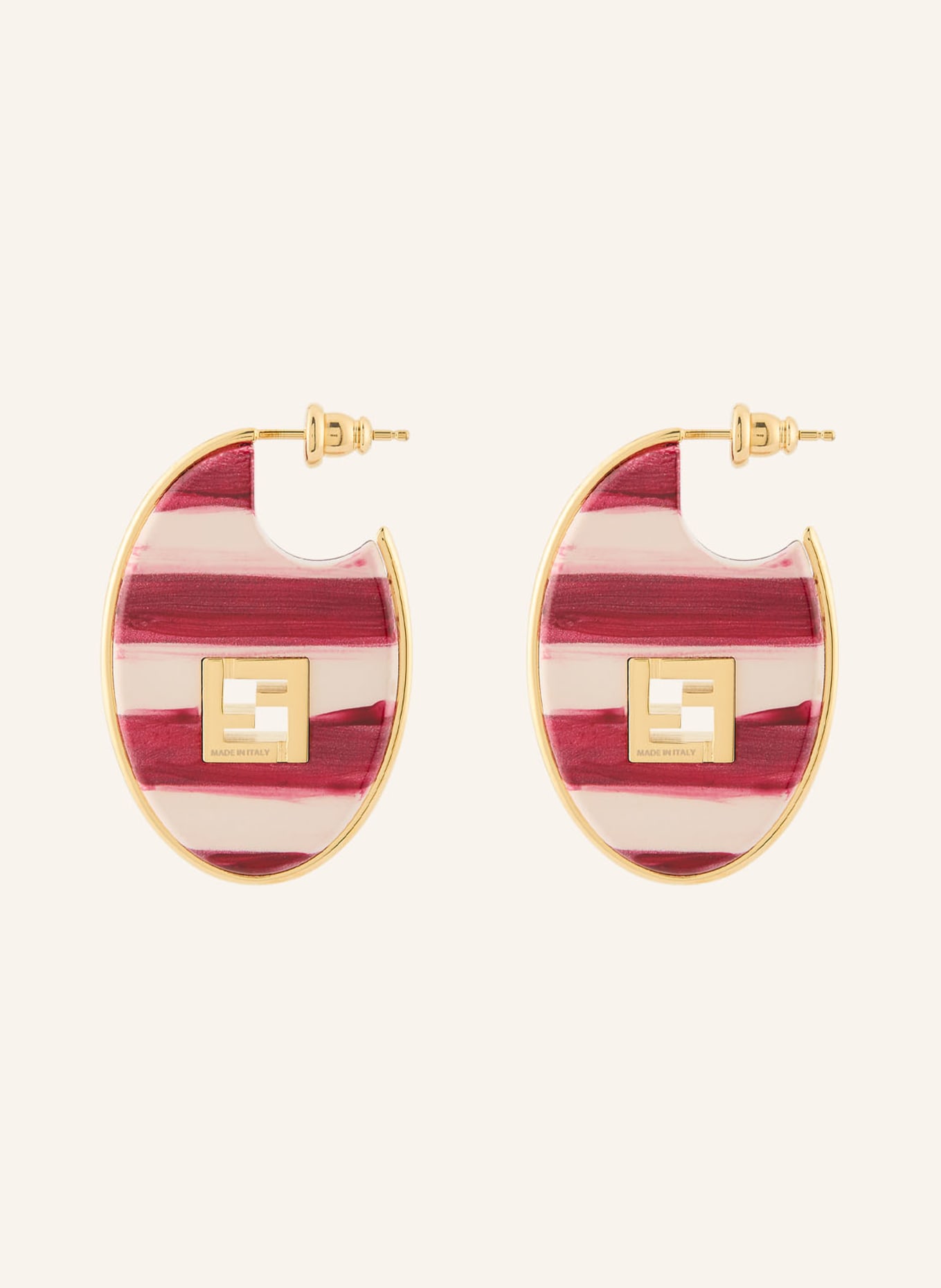 FENDI Ohrringe FOREVER FENDI: DUNKELROT / GOLD / CREME