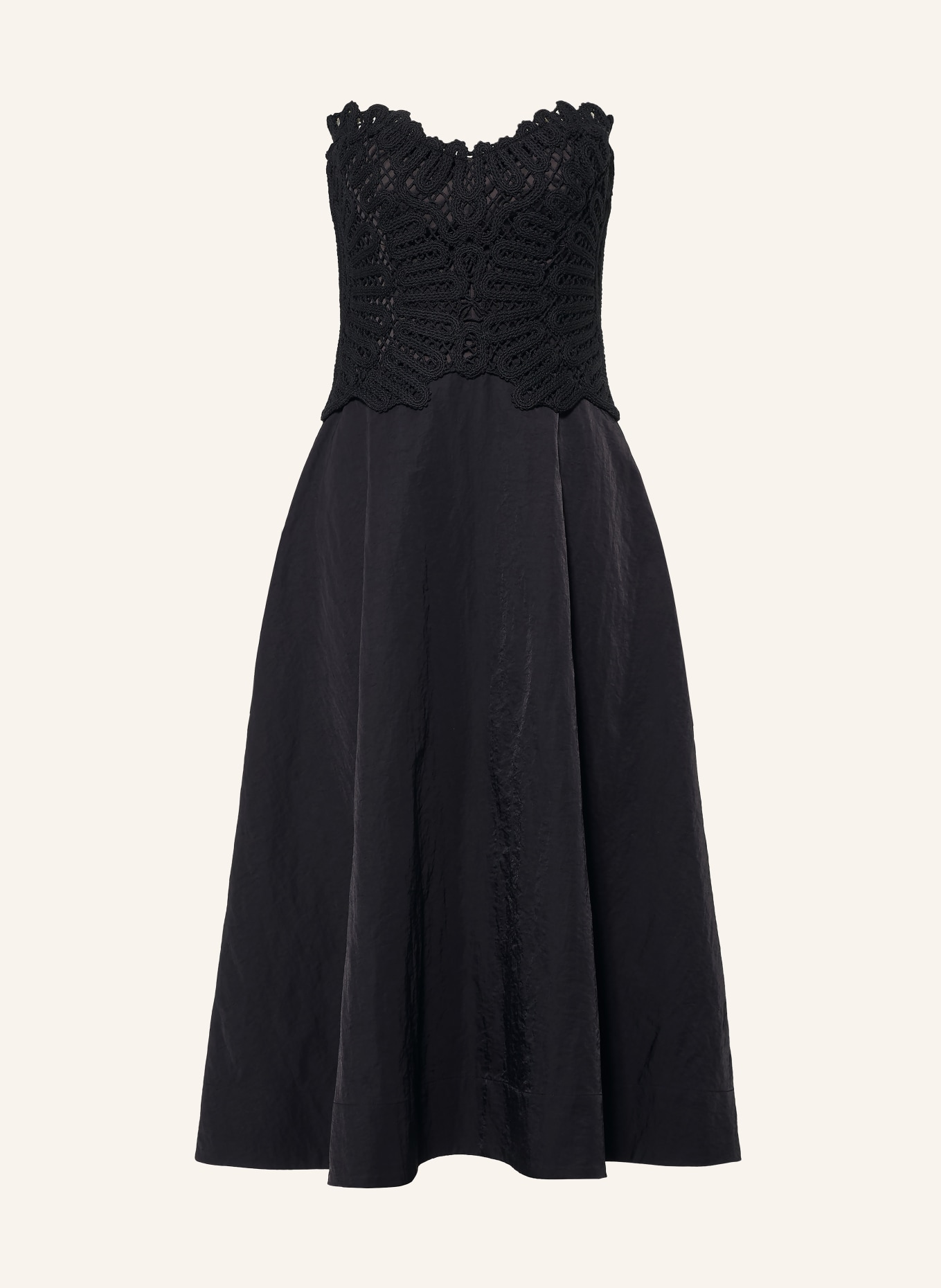 ba&sh Off-Shoulder-Kleid PRAINA im Materialmix: SCHWARZ
