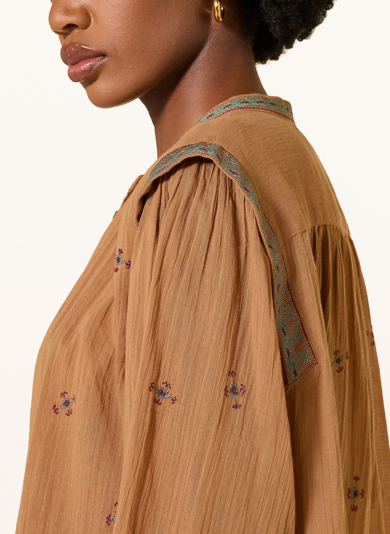 ba&sh Bluse DALILA: HELLBRAUN / DUNKELLILA / PETROL
