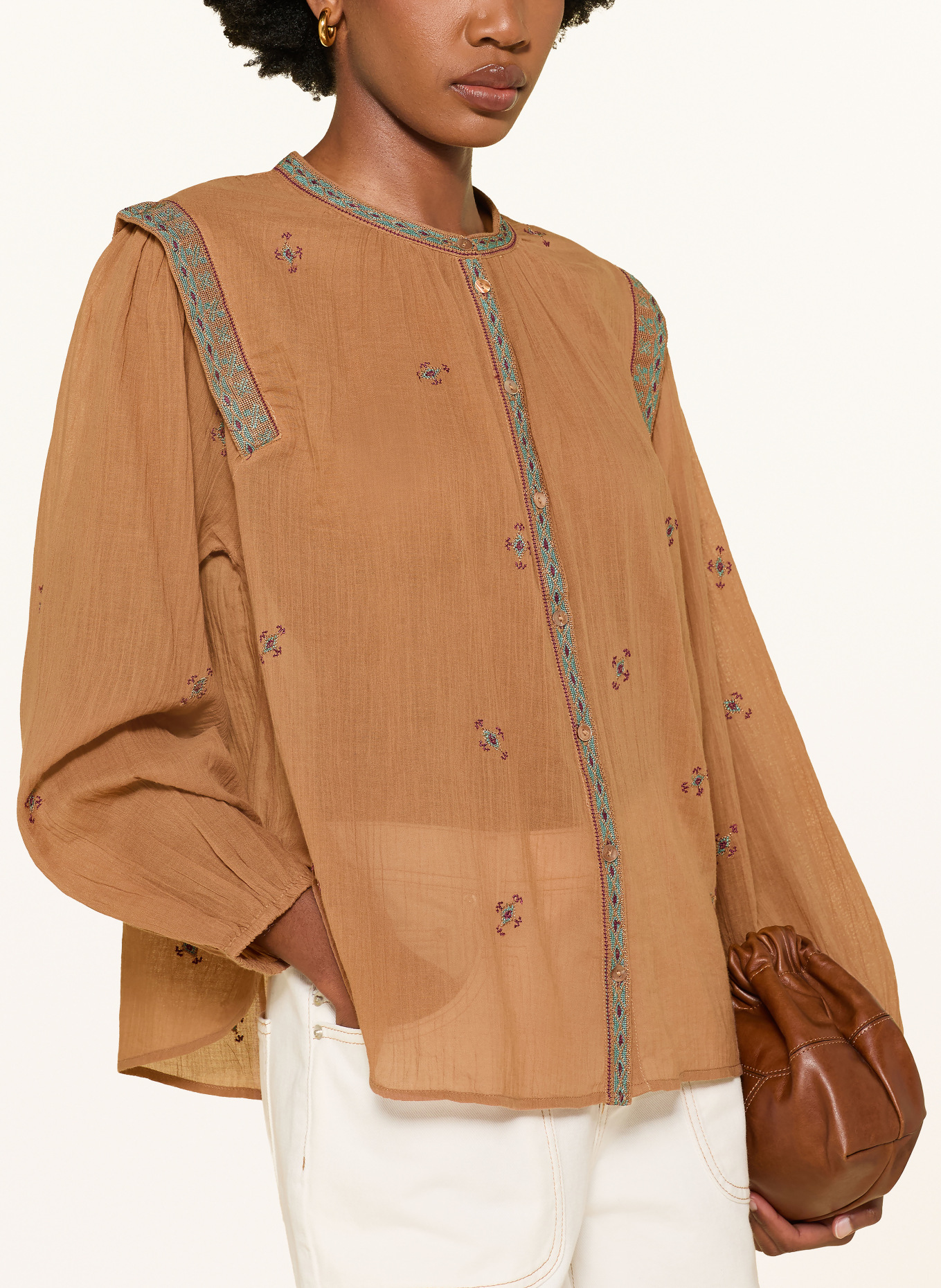 ba&sh Bluse DALILA: HELLBRAUN / DUNKELLILA / PETROL