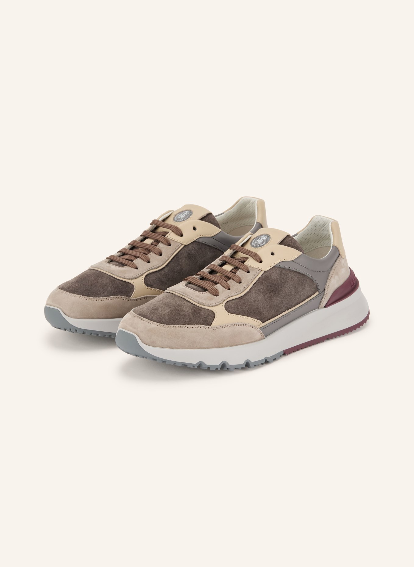BRUNELLO CUCINELLI Sneakers: GRIS FONCÉ / BEIGE / ROUGE FONCÉ