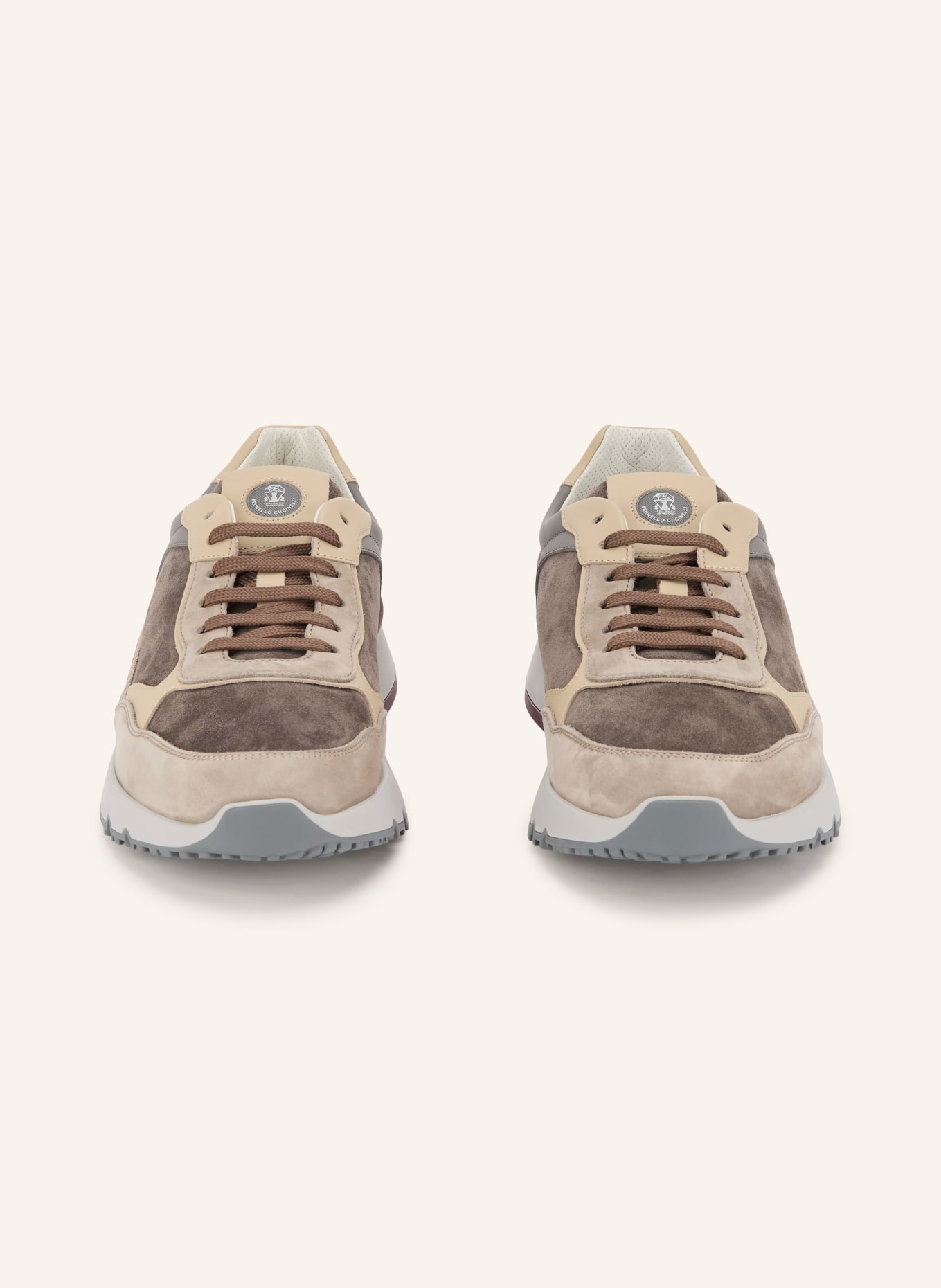 BRUNELLO CUCINELLI Sneakers: GRIS FONCÉ / BEIGE / ROUGE FONCÉ