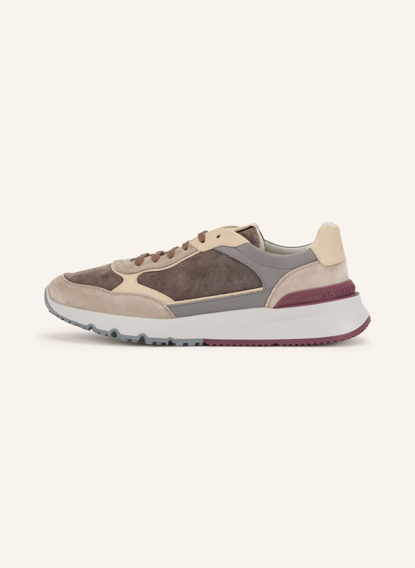 BRUNELLO CUCINELLI Sneakers: GRIS FONCÉ / BEIGE / ROUGE FONCÉ