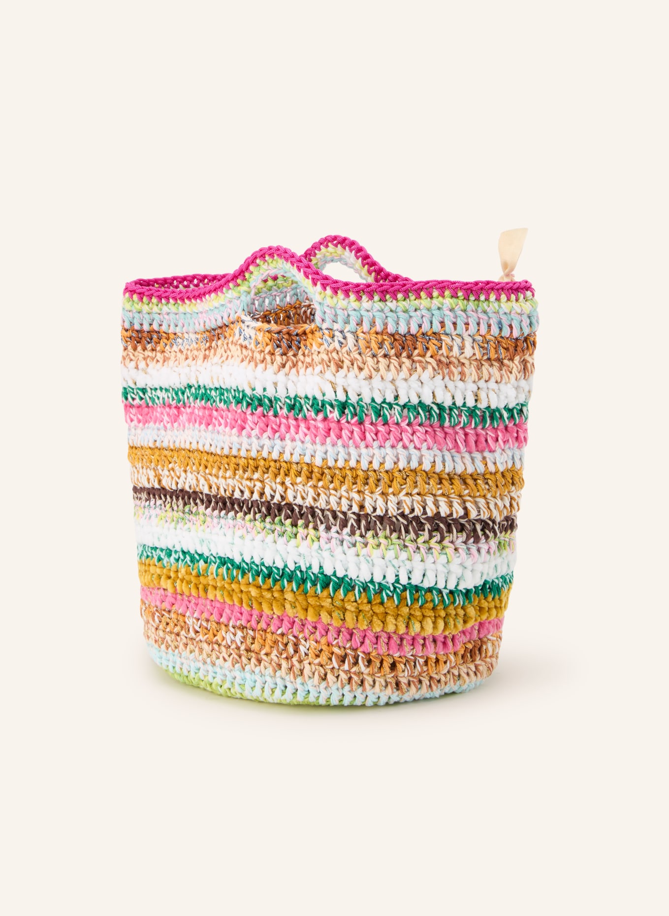 ULTRAVIOLHAT Handtasche LARGE RIVIERA mit Glitzergarn: PINK / COGNAC / GRÜN