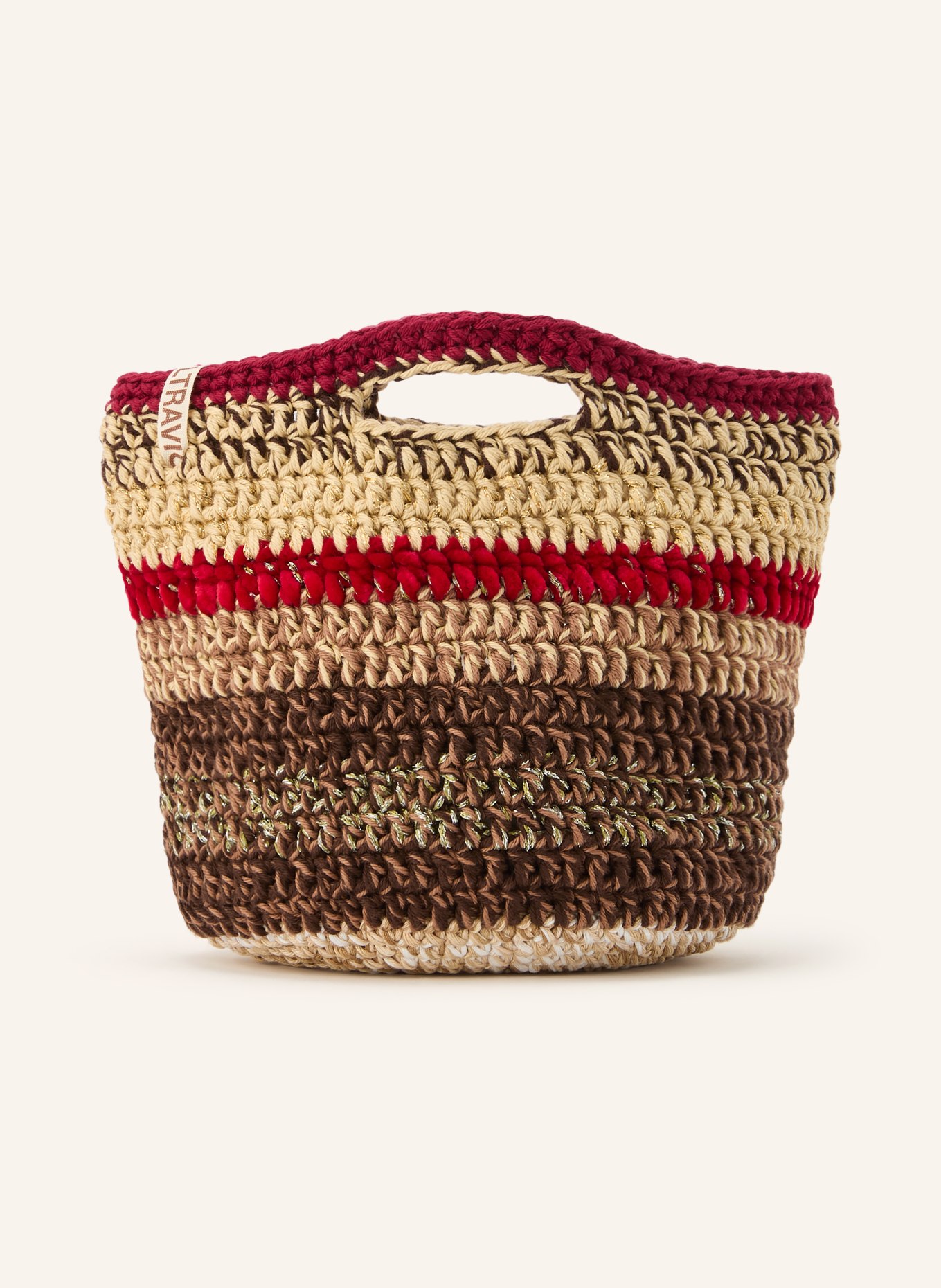 ULTRAVIOLHAT Handtasche RVIERA mit Glitzergarn: BRAUN / BEIGE / ROT