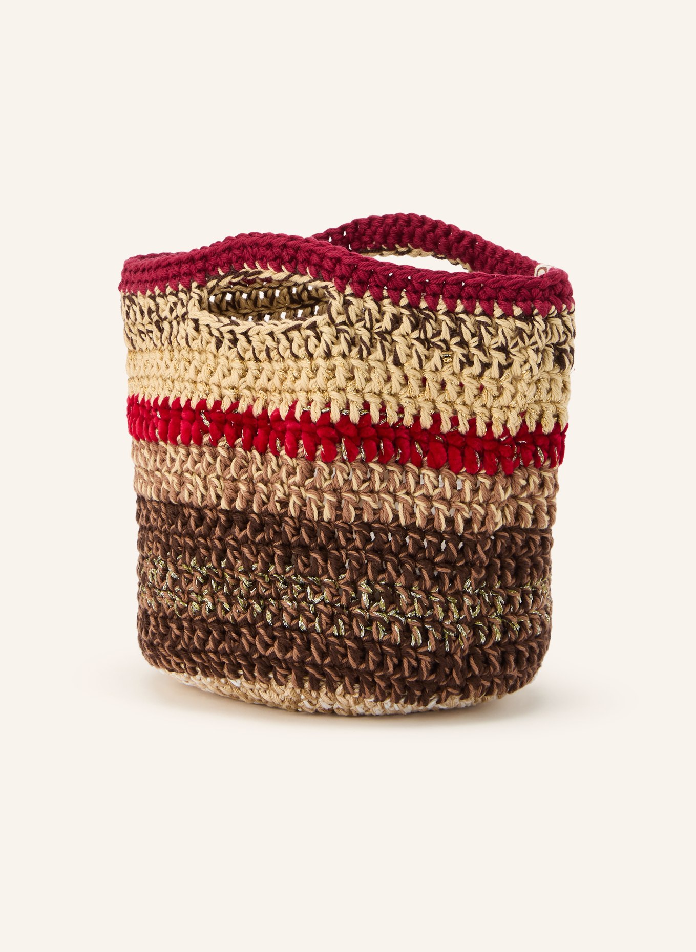 ULTRAVIOLHAT Handtasche RVIERA mit Glitzergarn: BRAUN / BEIGE / ROT