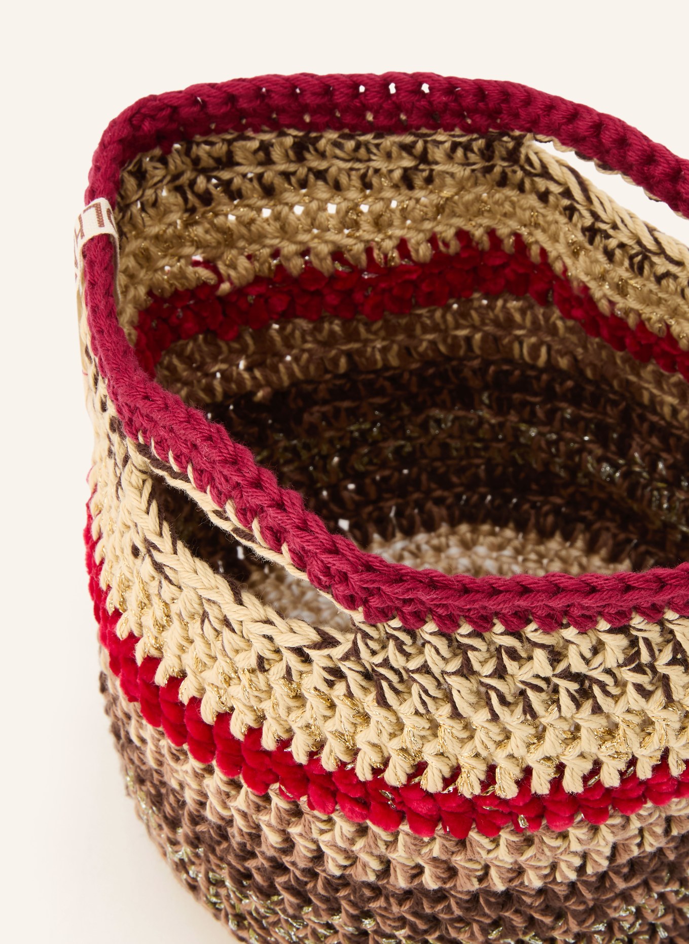 ULTRAVIOLHAT Handtasche RVIERA mit Glitzergarn: BRAUN / BEIGE / ROT