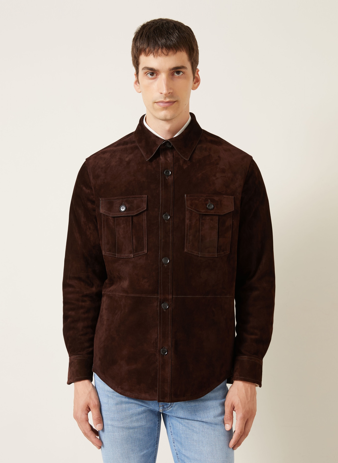 Brioni Surveste en cuir VAGABOND: MARRON FONCÉ